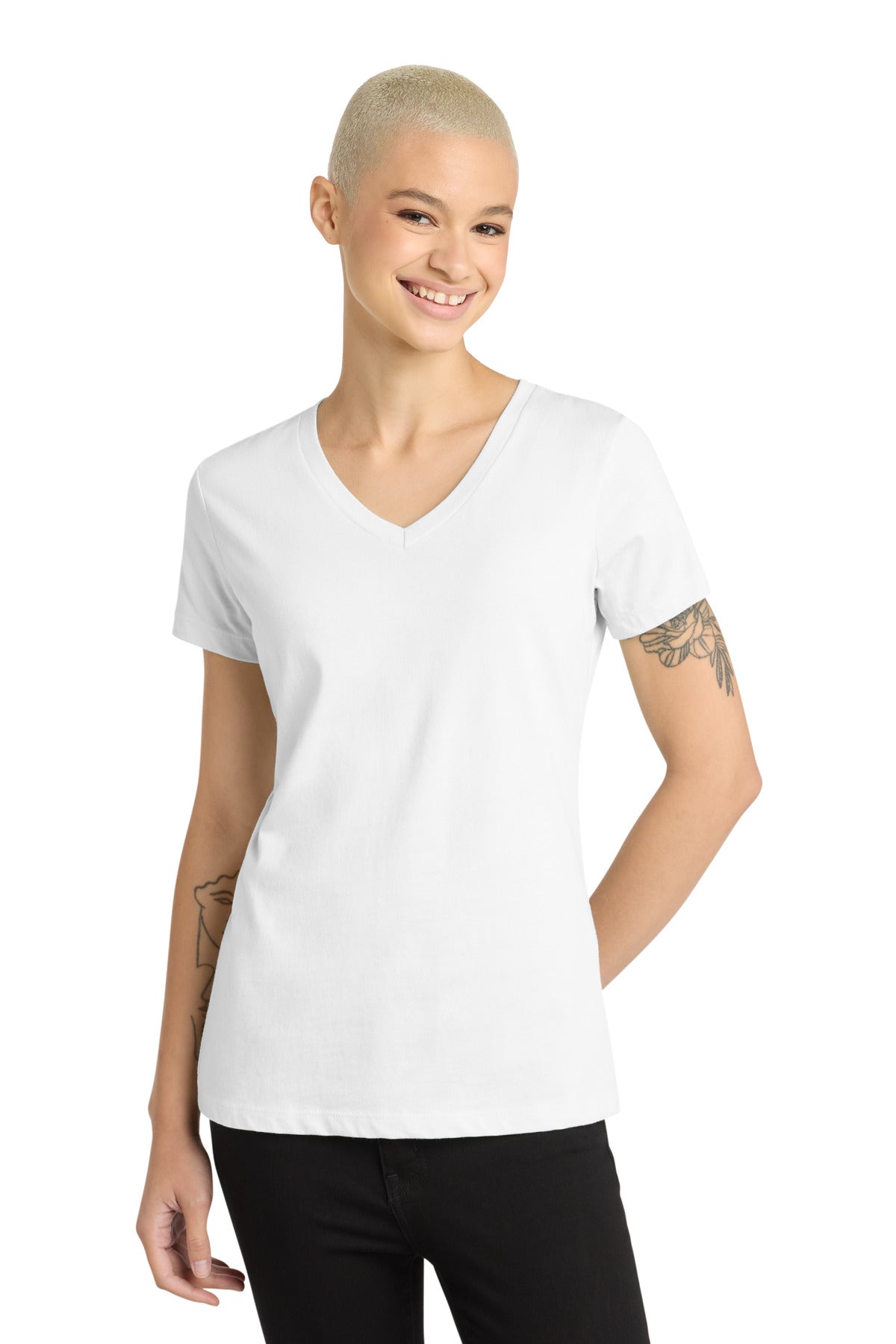 Custom Embroidery or DTF Print - District ®  - Women's Perfect Weight ®  V-Neck Tee. DM1170L