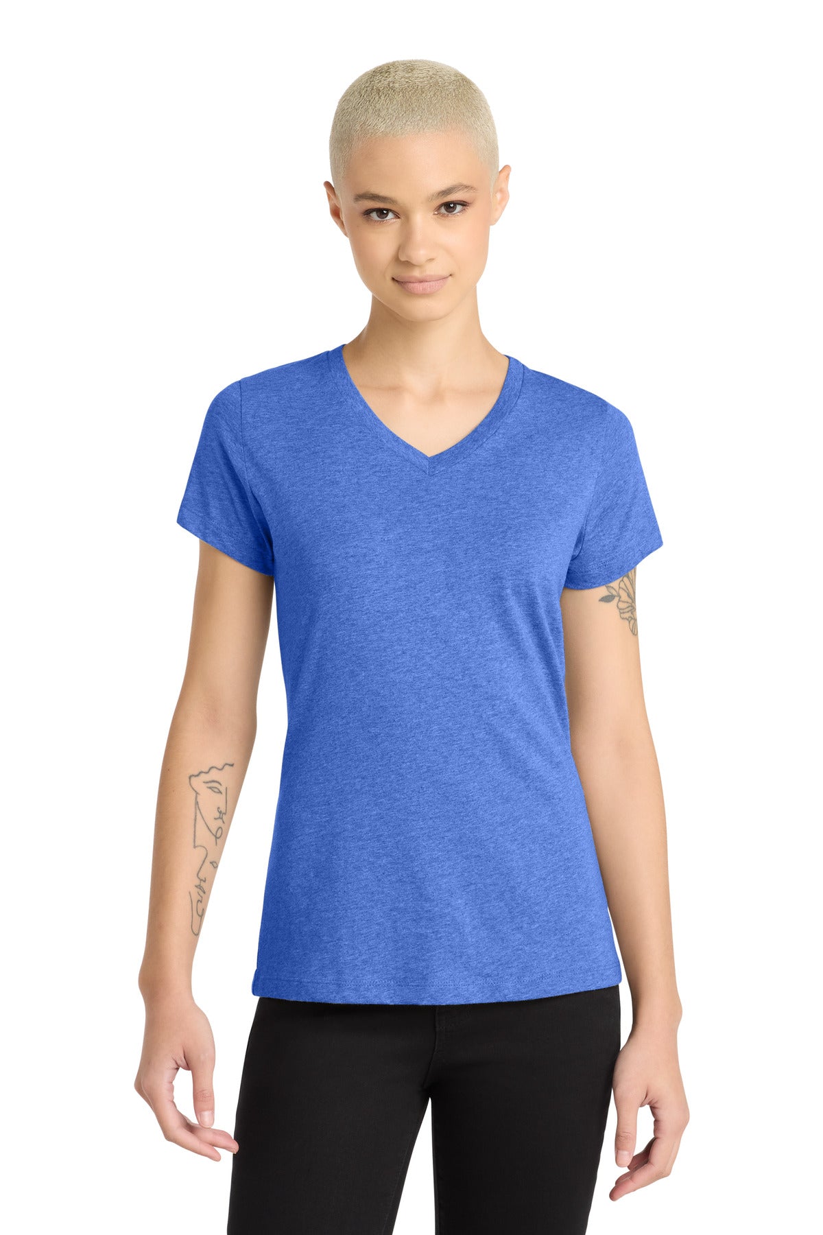 Custom Embroidery or DTF Print - District ®  Women's Perfect Blend ®  CVC V-Neck Tee. DM1190L