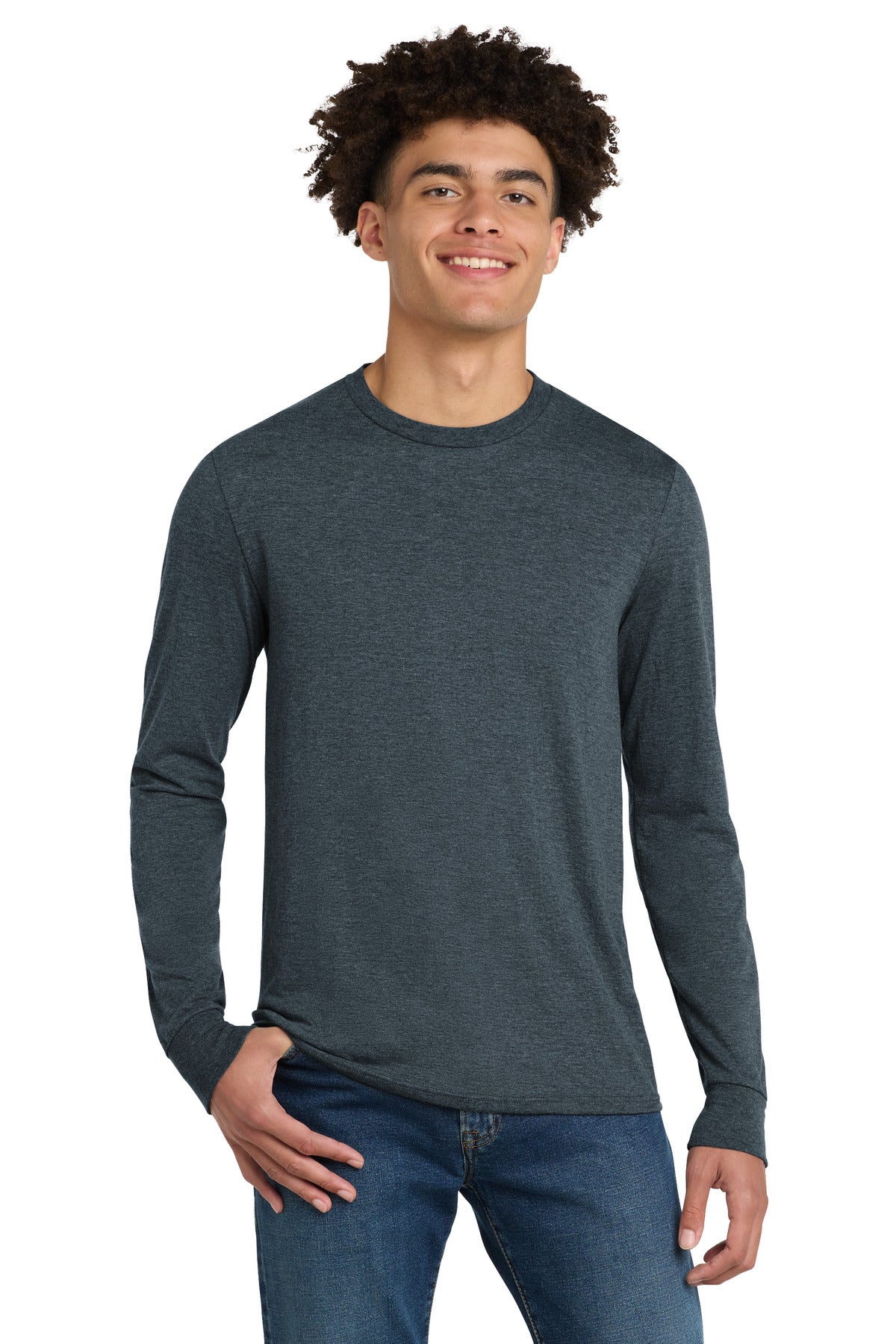 Custom Embroidery or DTF Print - District ®  Perfect Tri ®  Long Sleeve Tee . DM132