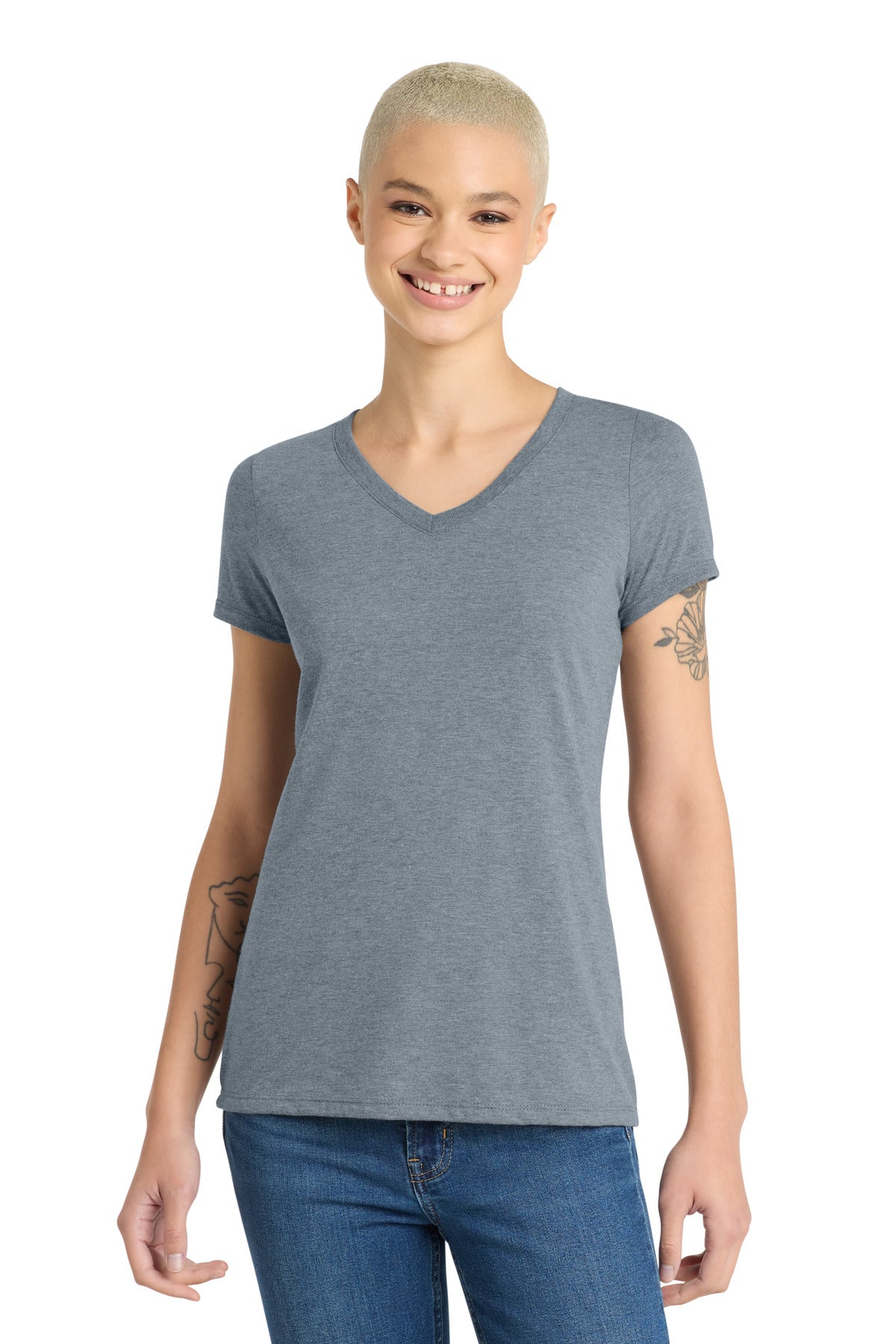 Custom Embroidery or DTF Print - District ®  Women's Perfect Tri ®  V-Neck Tee. DM1350L