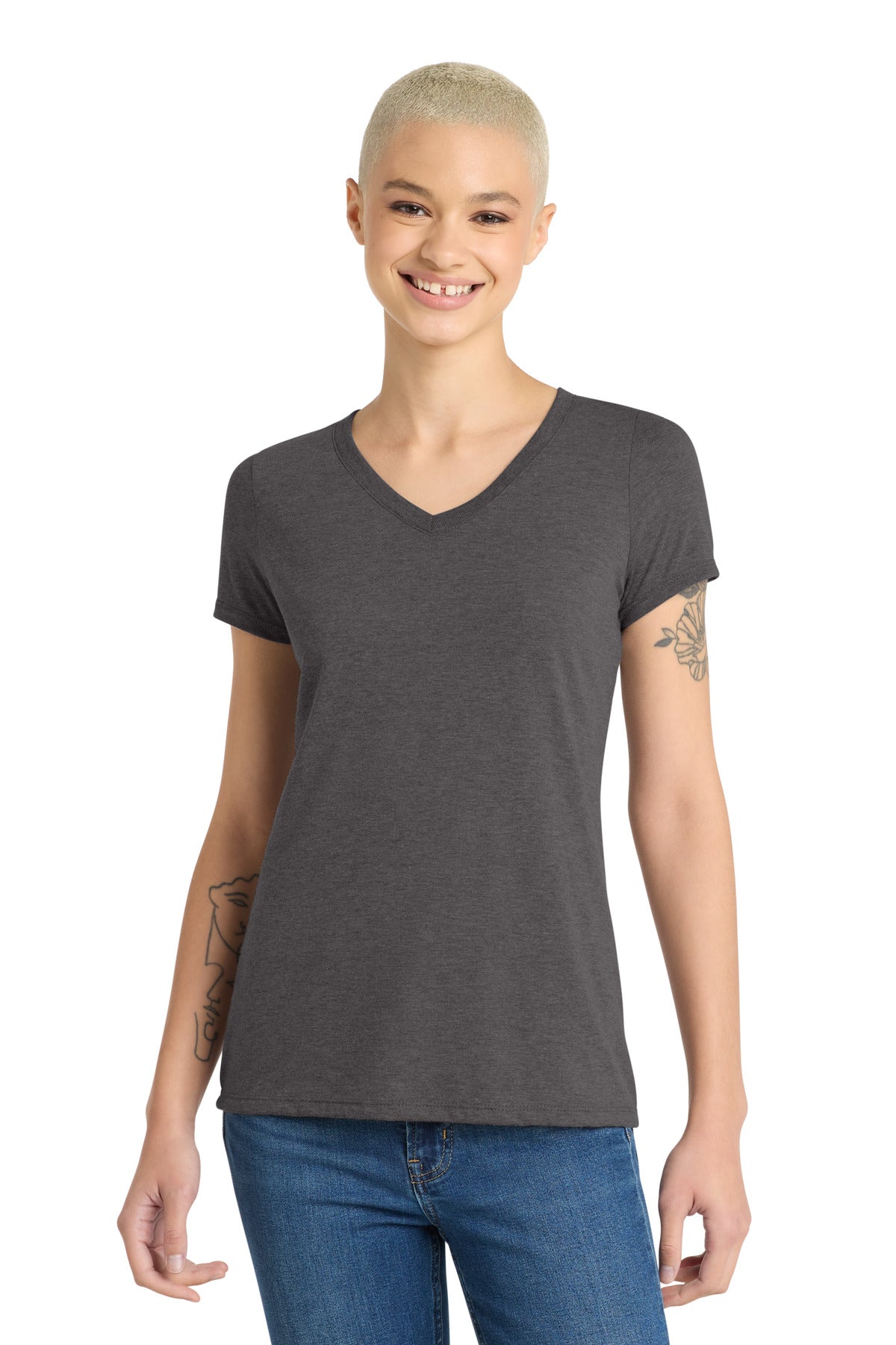 Custom Embroidery or DTF Print - District ®  Women's Perfect Tri ®  V-Neck Tee. DM1350L