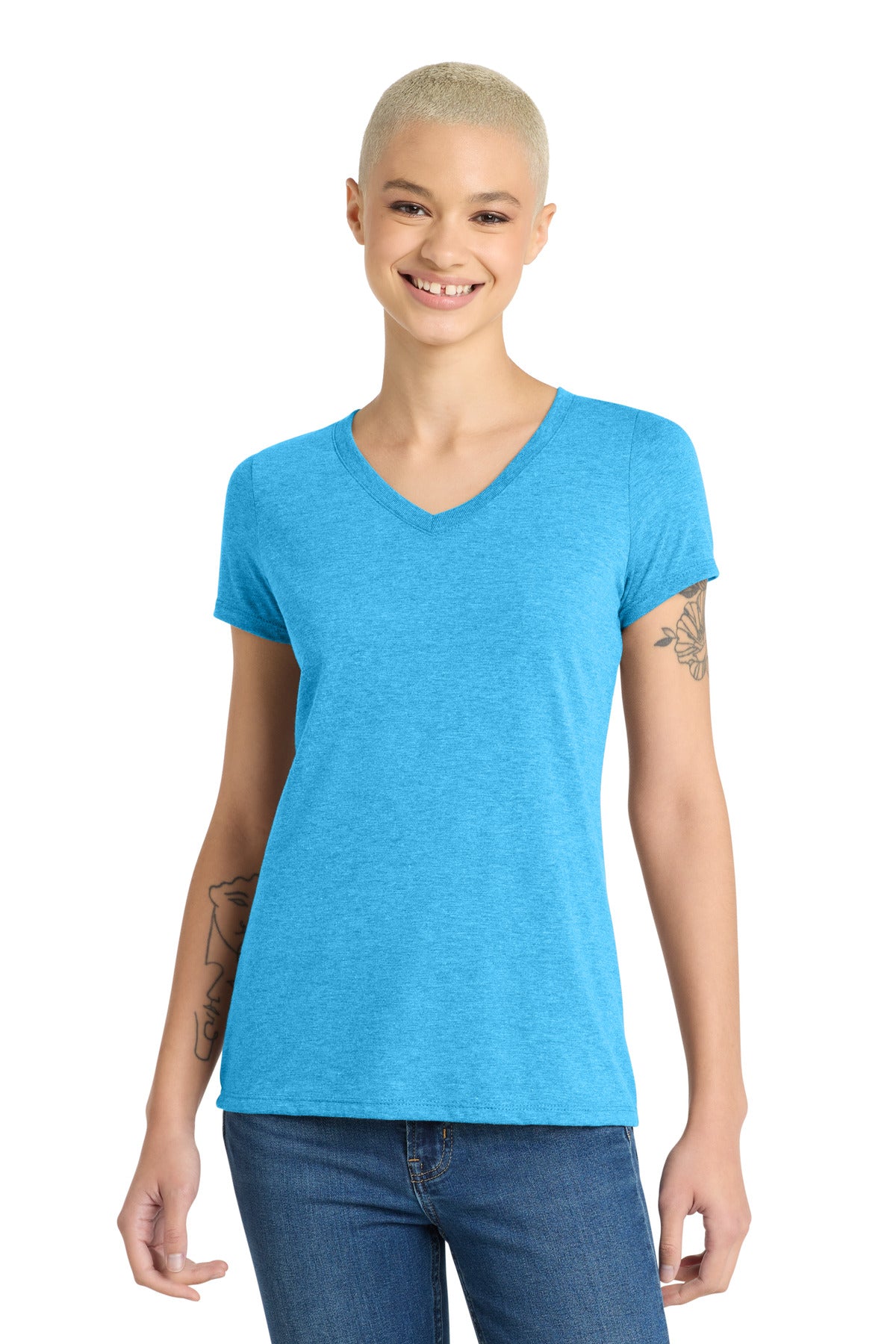 Custom Embroidery or DTF Print - District ®  Women's Perfect Tri ®  V-Neck Tee. DM1350L