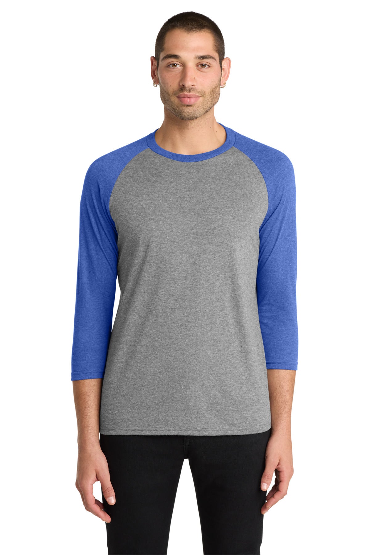 Custom Embroidery or DTF Print - District  ®  Perfect Tri ®  3/4-Sleeve Raglan. DM136