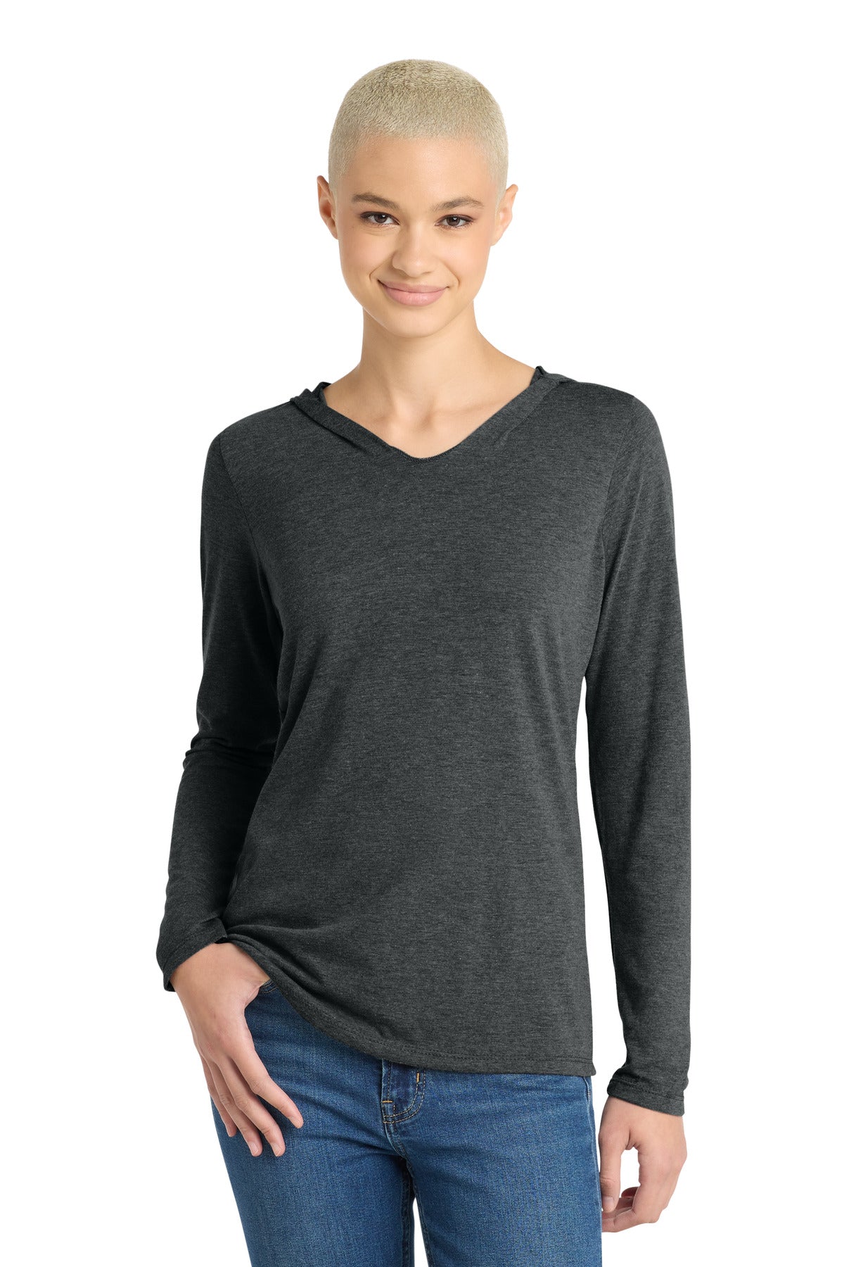Custom Embroidery or DTF Print - District ®  Women's Perfect Tri ®  Long Sleeve Hoodie. DM139L