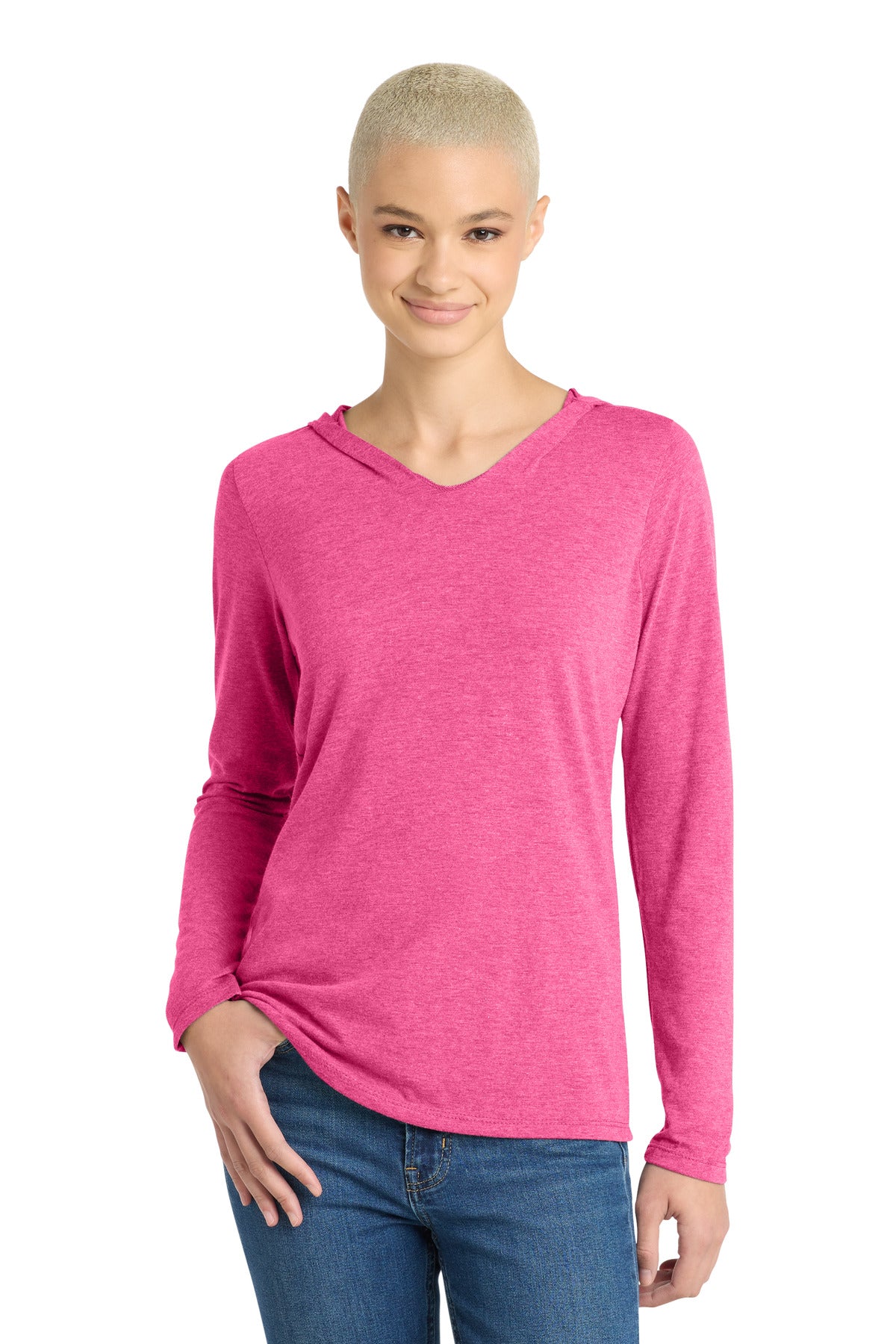 Custom Embroidery or DTF Print - District ®  Women's Perfect Tri ®  Long Sleeve Hoodie. DM139L