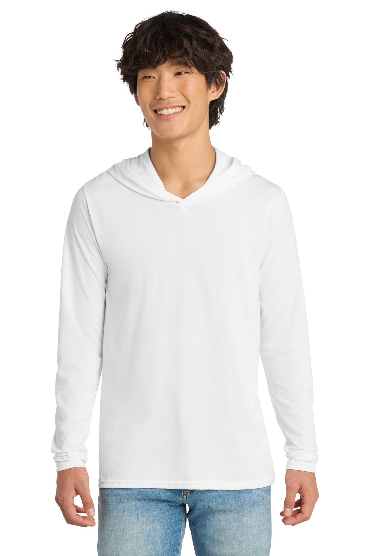 Custom Embroidery or DTF Print - District ®  Perfect Tri ®  Long Sleeve Hoodie. DM139