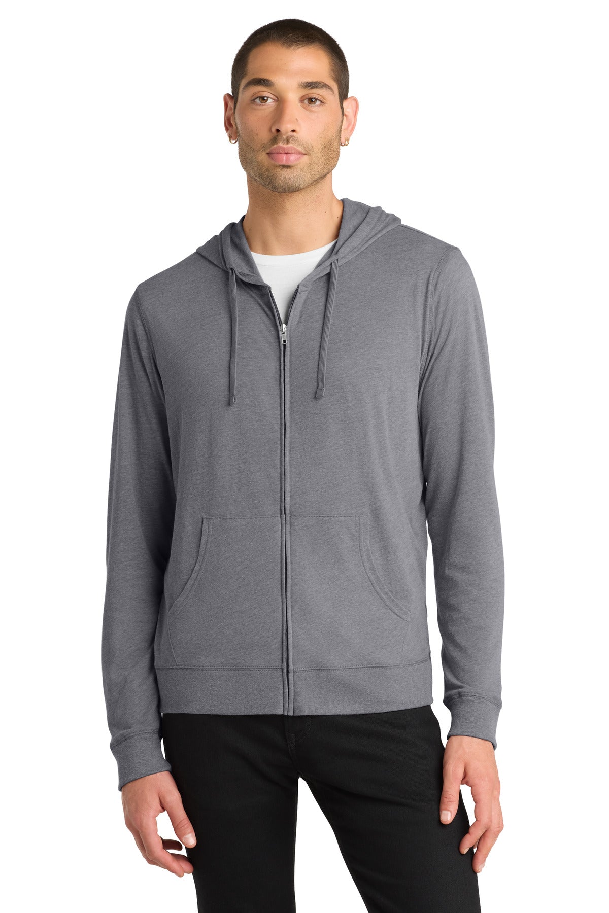 Custom Embroidery or DTF Print - District ®  Jersey Full-Zip Hoodie. DT1100
