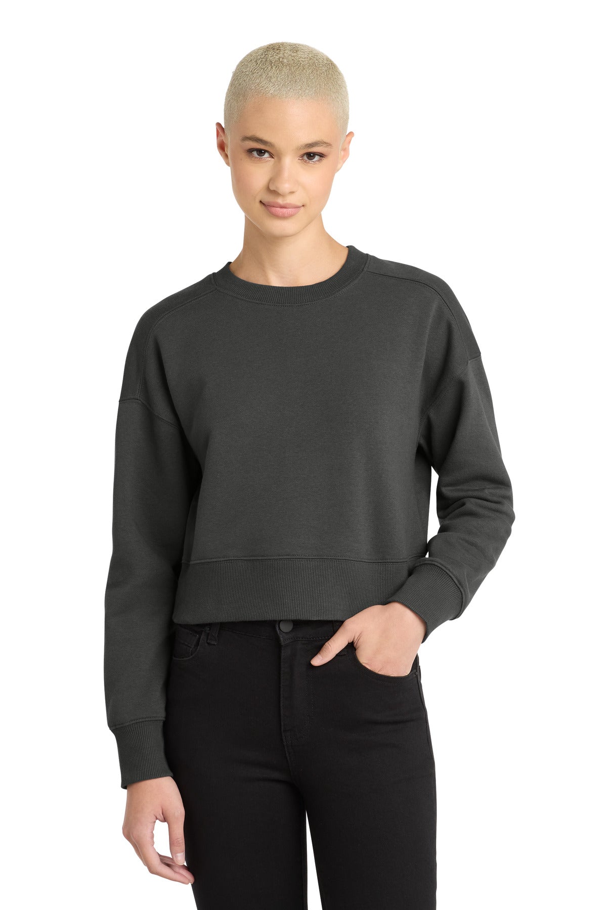 Custom Embroidery or DTF Print - District  ®  Women's Perfect Weight  ®  Fleece Cropped Crew DT1105