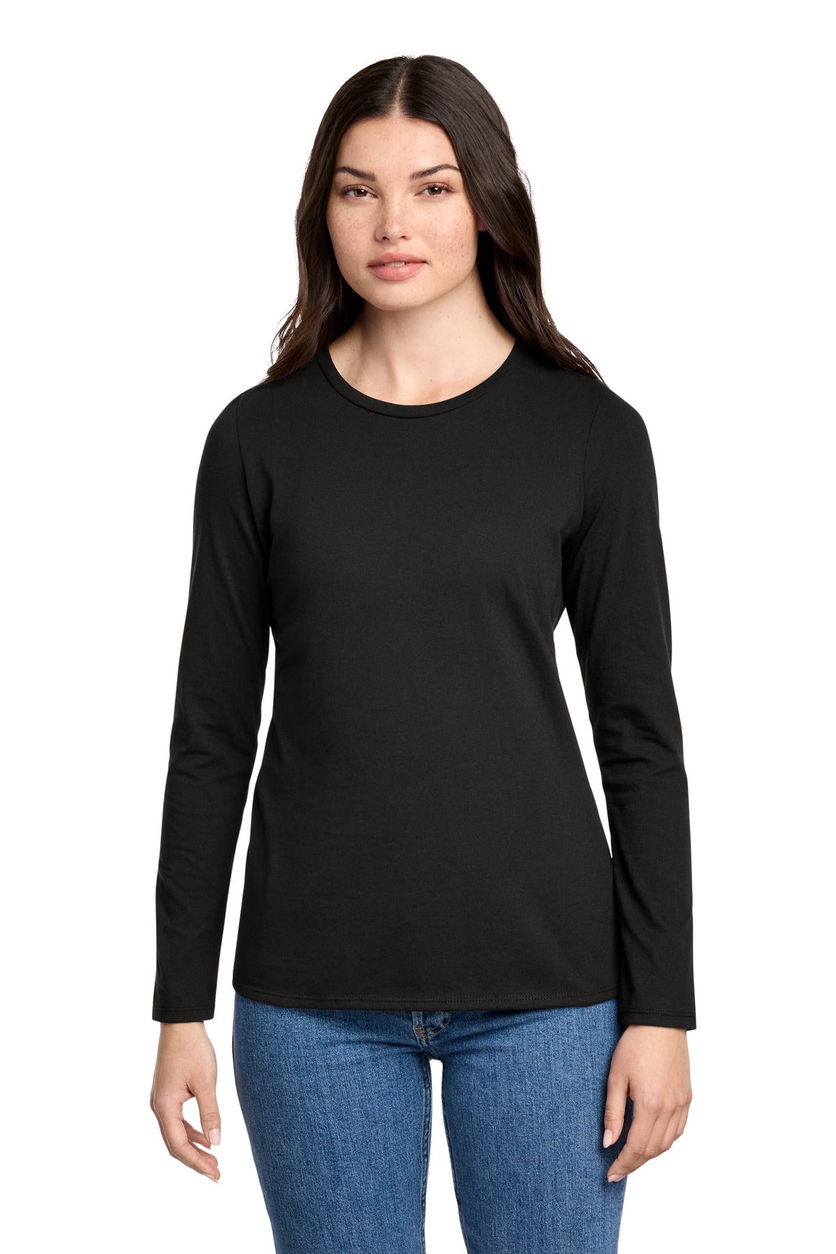 Custom Embroidery or DTF Print - District ®  Women's Perfect Blend ®  CVC Long Sleeve Tee DT110