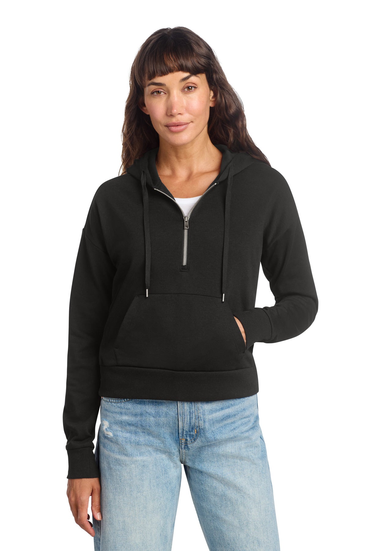 Custom Embroidery or DTF Print - District ®  Women's Perfect Tri ®  Fleece 1/2-Zip Pullover DT1311