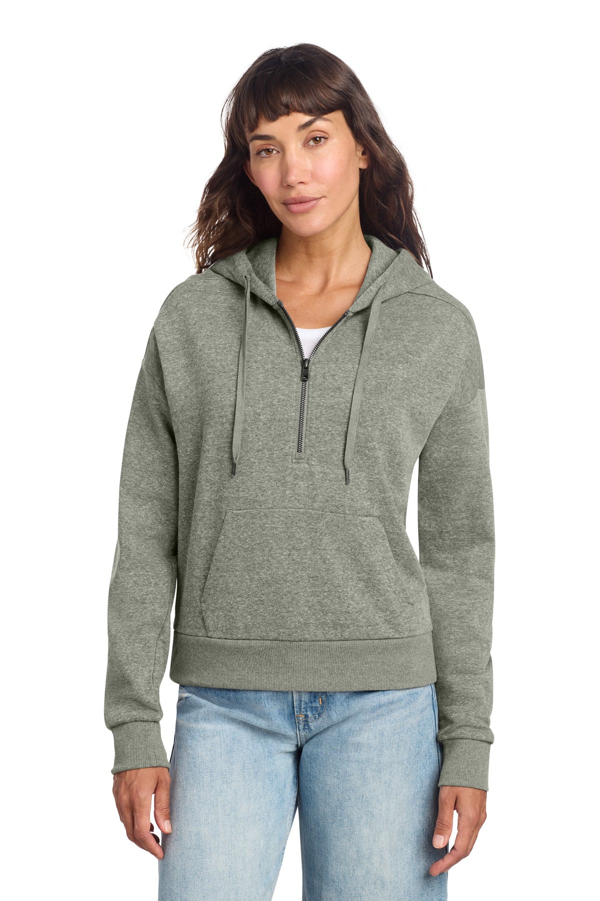 Custom Embroidery or DTF Print - District ®  Women's Perfect Tri ®  Fleece 1/2-Zip Pullover DT1311