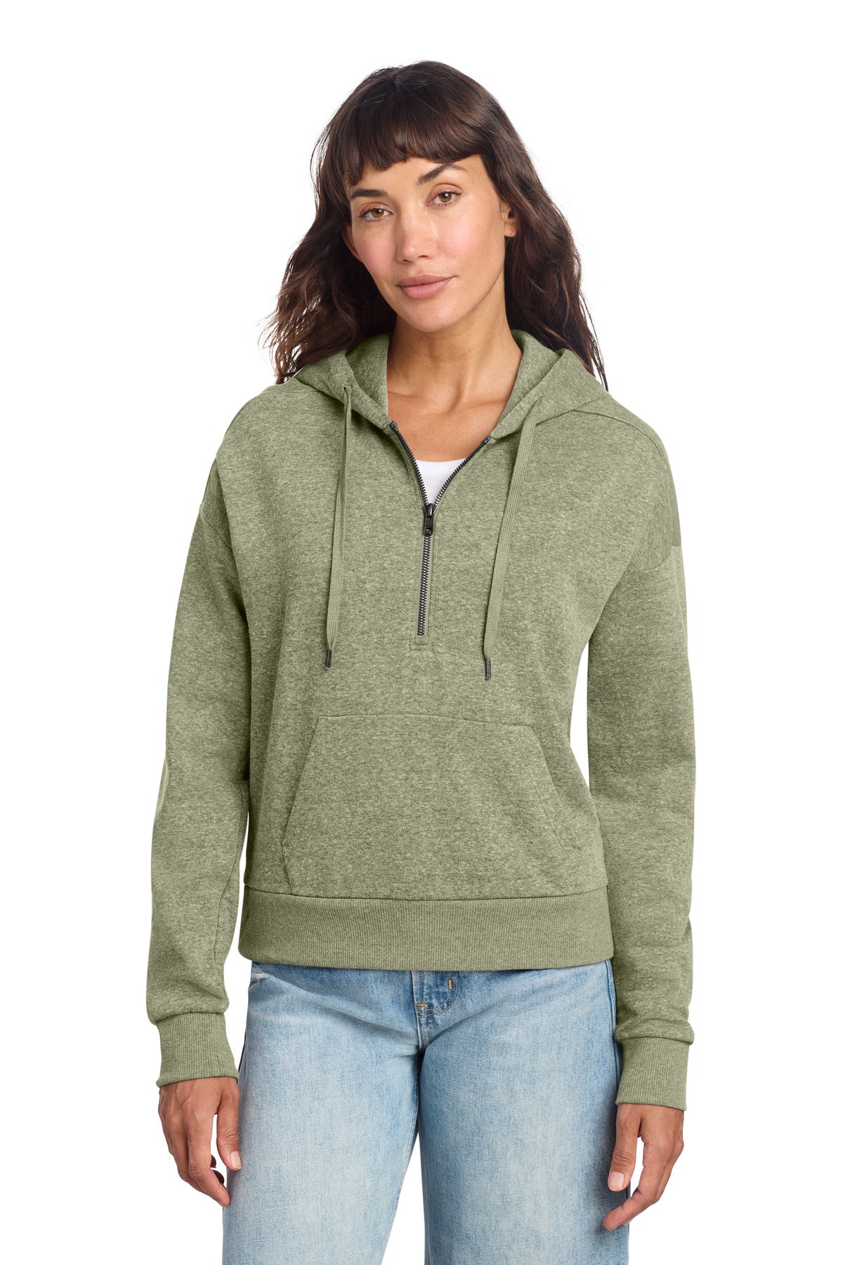 Custom Embroidery or DTF Print - District ®  Women's Perfect Tri ®  Fleece 1/2-Zip Pullover DT1311