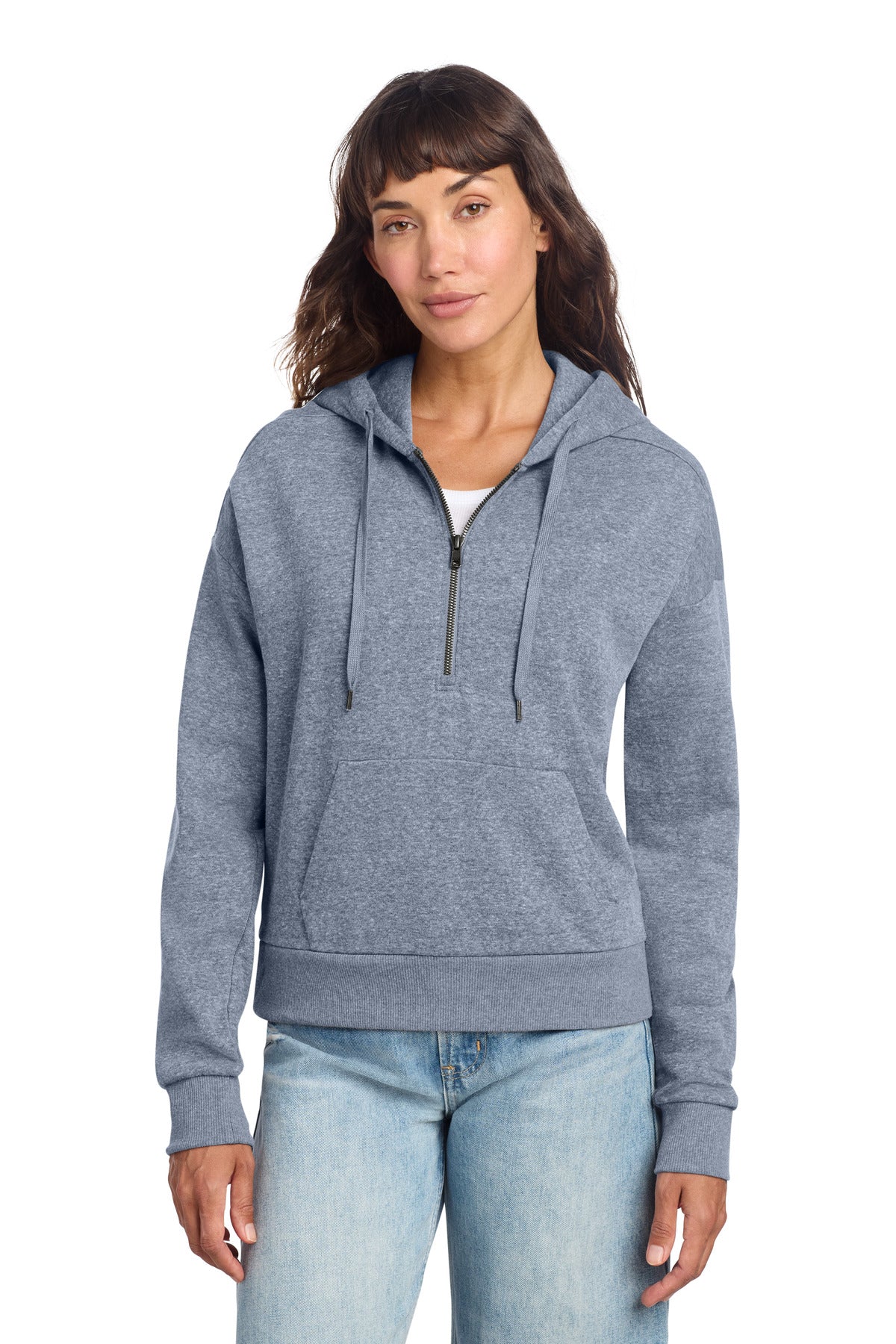 Custom Embroidery or DTF Print - District ®  Women's Perfect Tri ®  Fleece 1/2-Zip Pullover DT1311