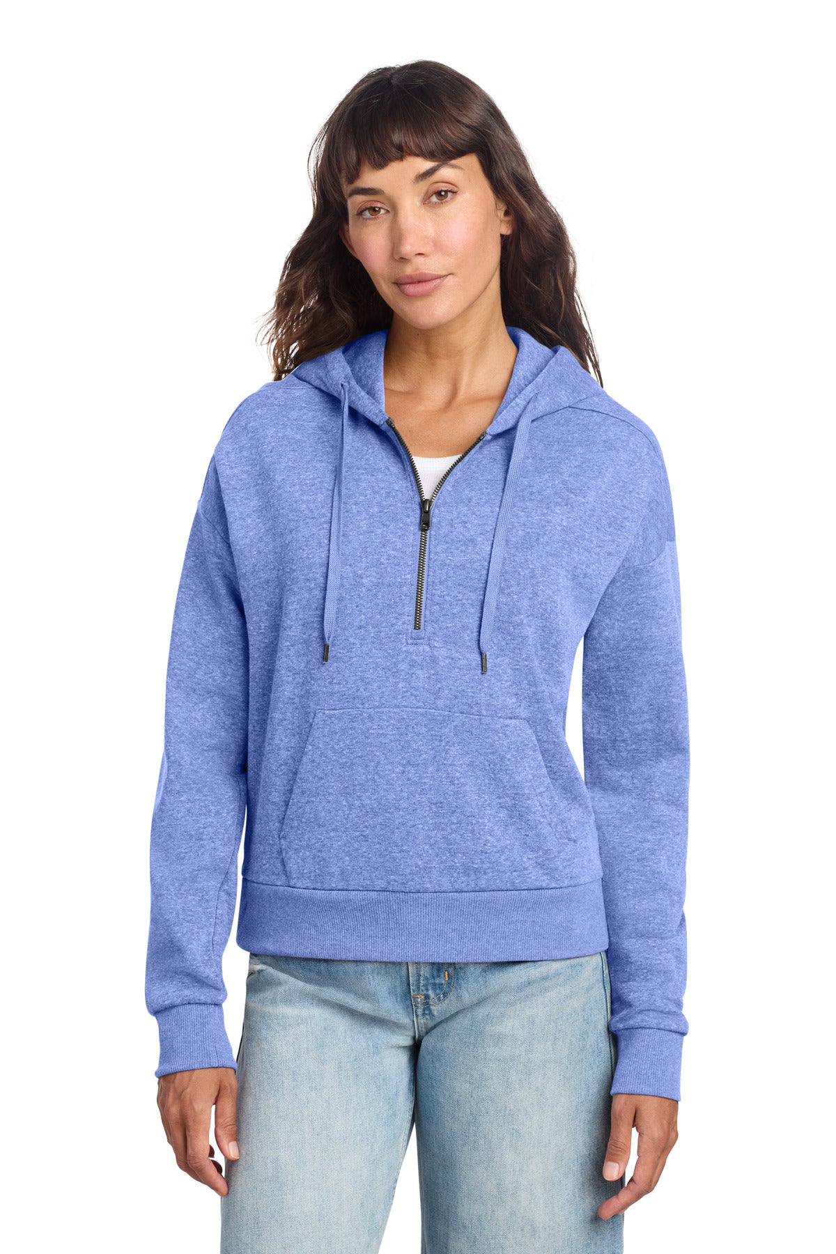 Custom Embroidery or DTF Print - District ®  Women's Perfect Tri ®  Fleece 1/2-Zip Pullover DT1311
