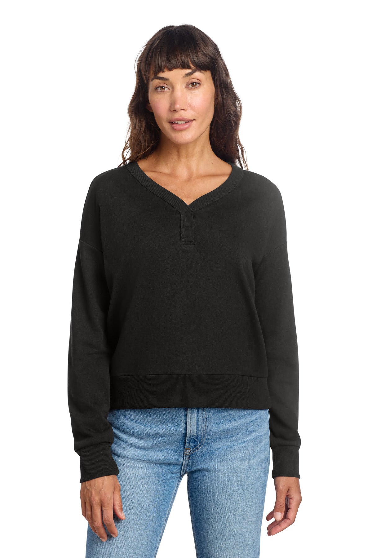 Custom Embroidery or DTF Print - District ®  Women's Perfect Tri ®  Fleece V-Neck Sweatshirt DT1312
