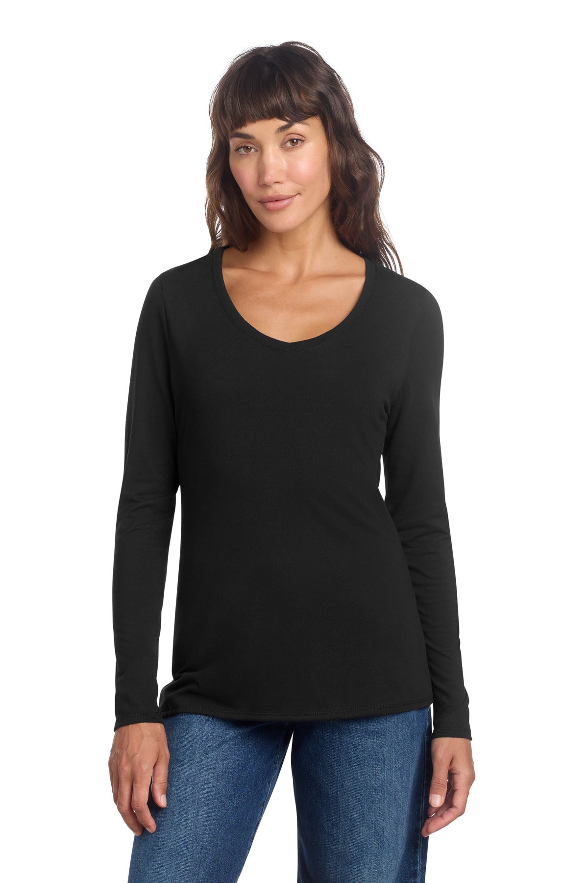 Custom Embroidery or DTF Print - District ®  Women's Perfect Tri ®  Long Sleeve V-Neck Tee DT135