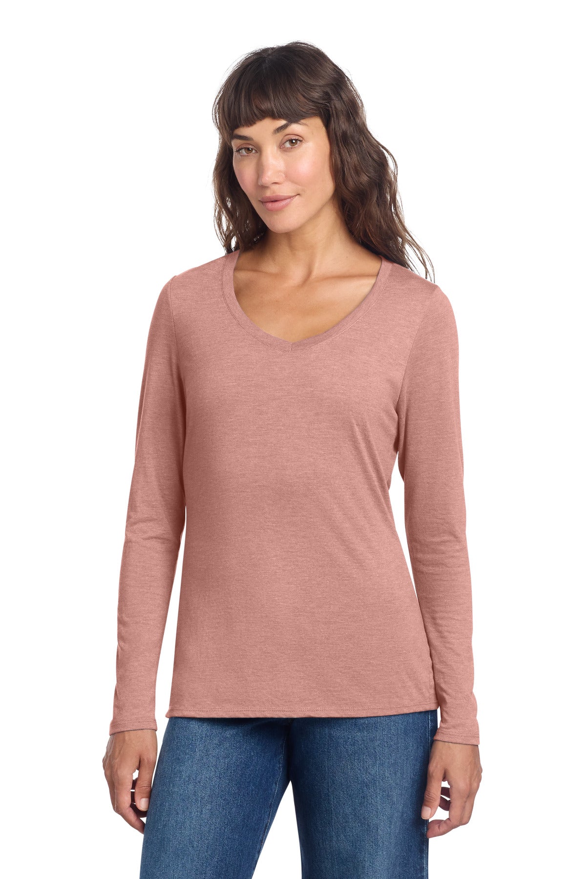 Custom Embroidery or DTF Print - District ®  Women's Perfect Tri ®  Long Sleeve V-Neck Tee DT135