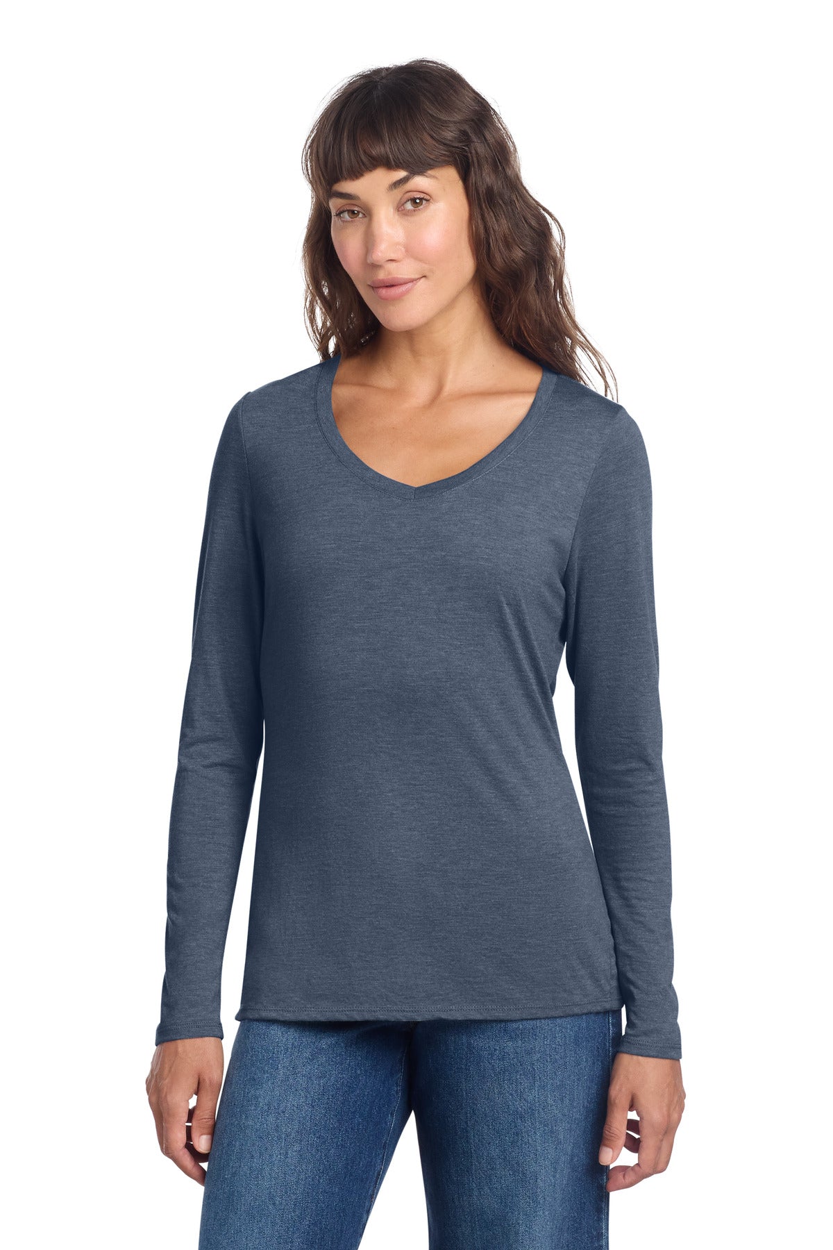 Custom Embroidery or DTF Print - District ®  Women's Perfect Tri ®  Long Sleeve V-Neck Tee DT135