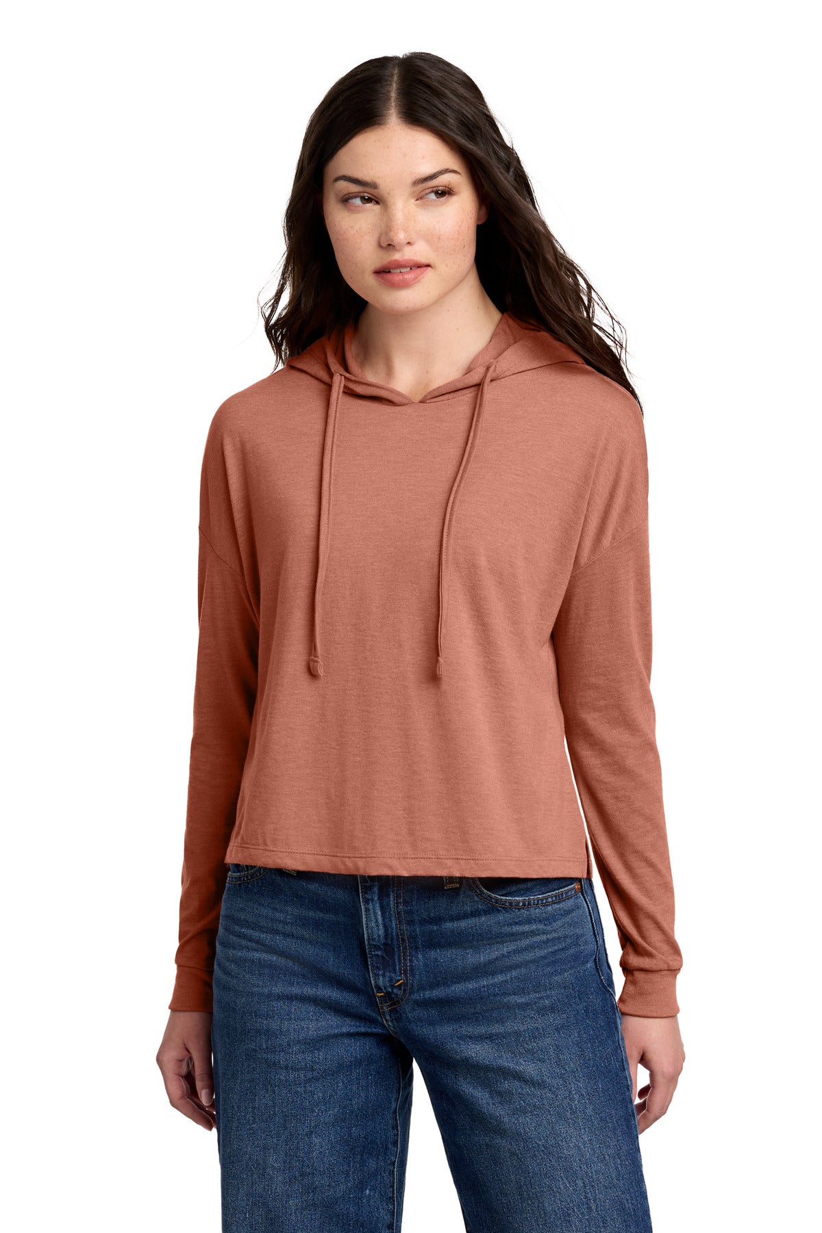 Custom Embroidery or DTF Print - District ®  Women's Perfect Tri ®  Midi Long Sleeve Hoodie DT1390L