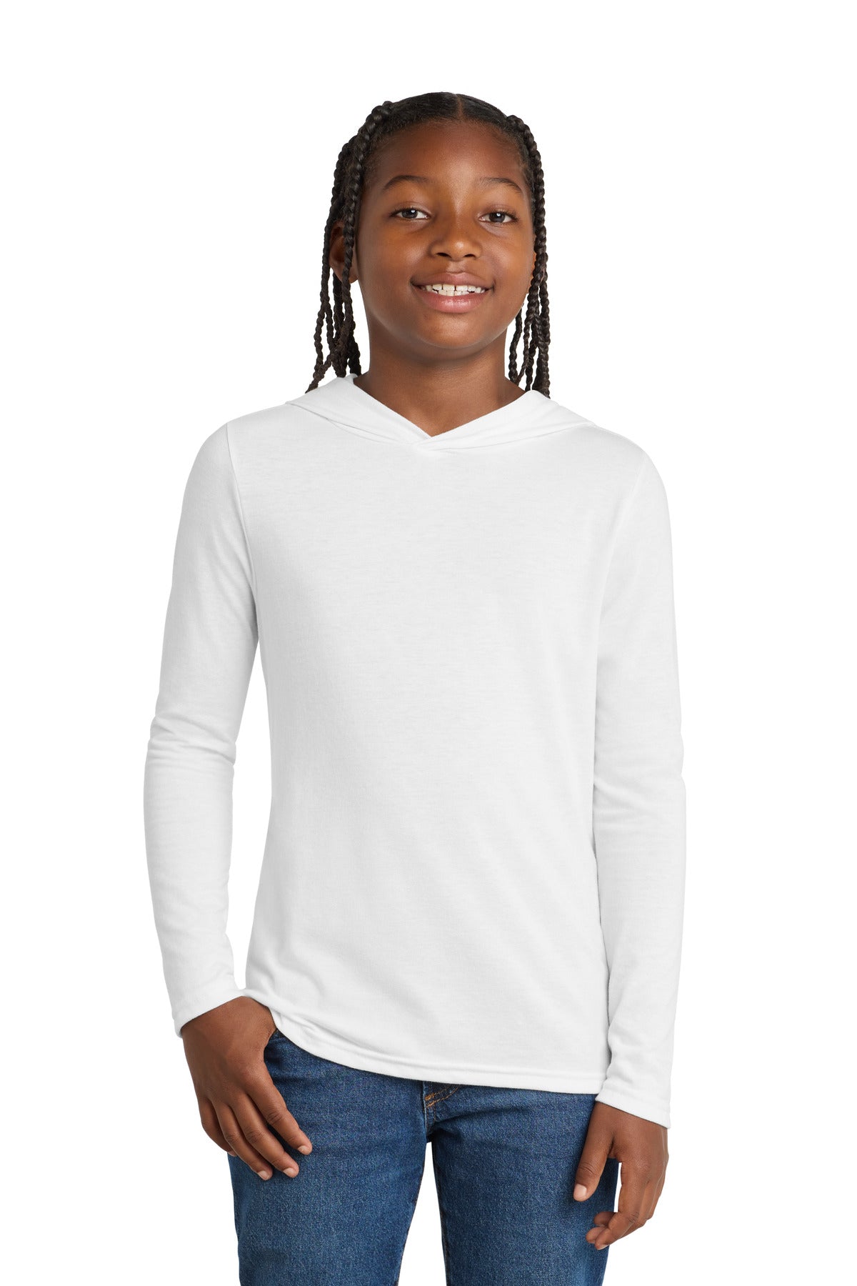 Custom Embroidery or DTF Print - District  ®  Youth Perfect Tri  ®  Long Sleeve Hoodie DT139Y