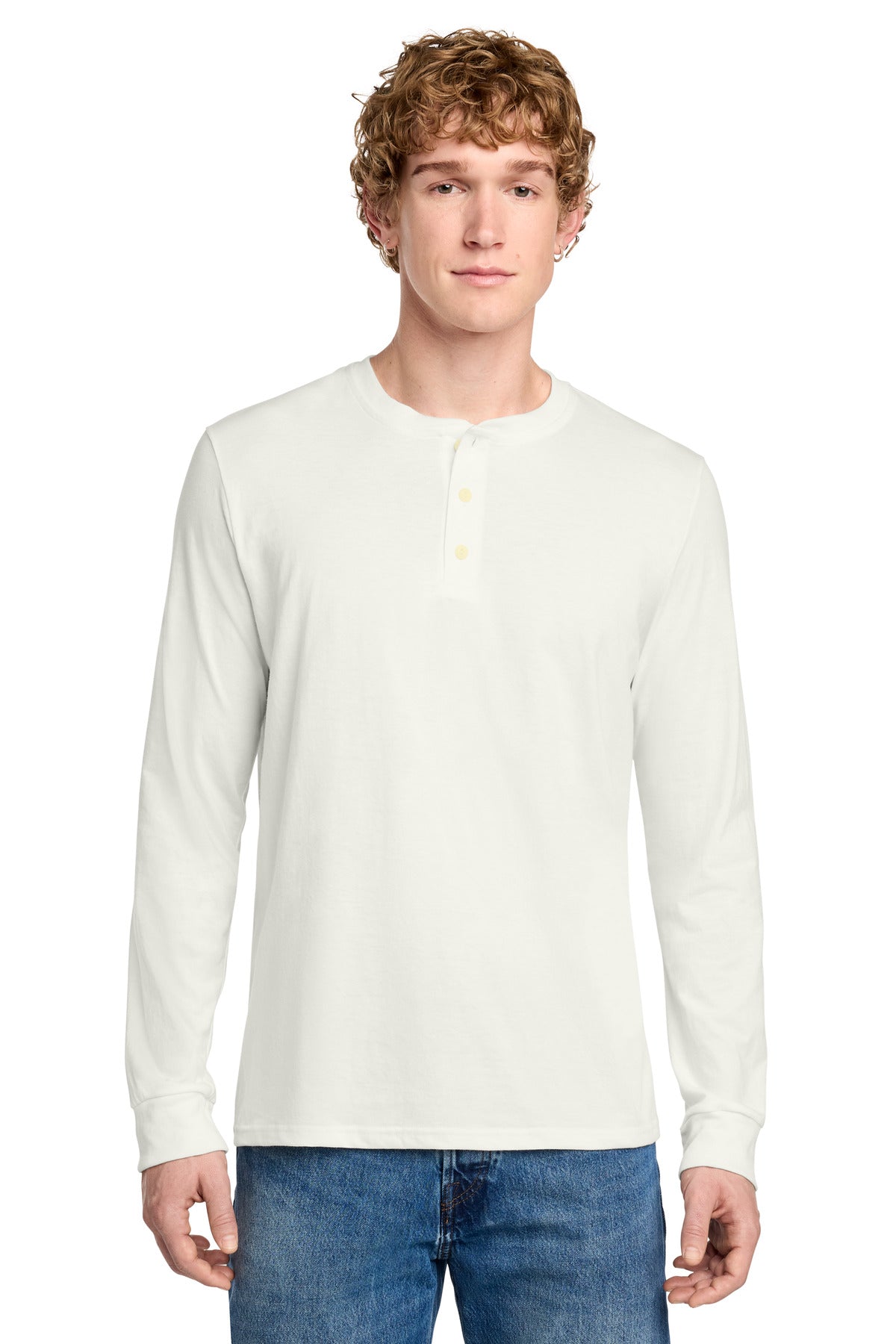 Custom Embroidery or DTF Print - District ®  Perfect Tri ®  Long Sleeve Henley DT145