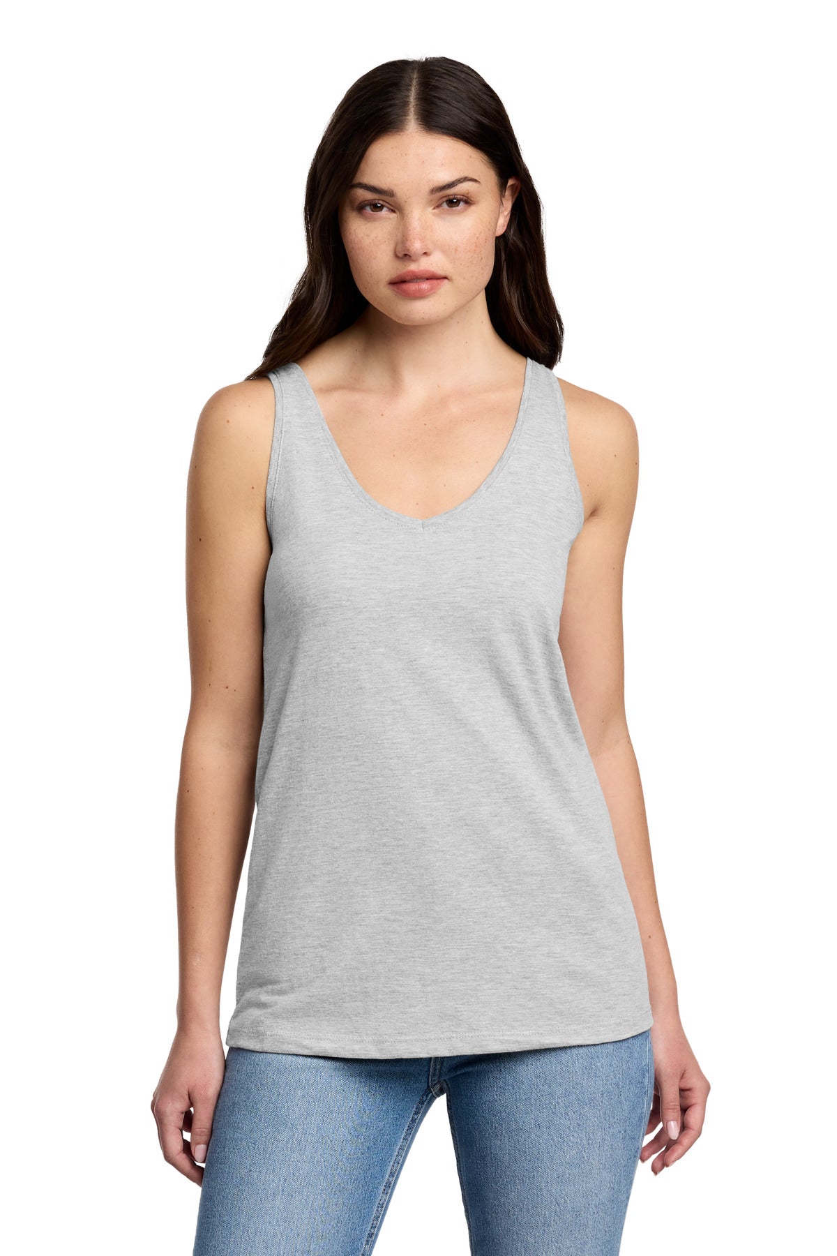 Custom Embroidery or DTF Print - District ®  Women's Perfect Blend ®  CVC V-Neck Tank DT154