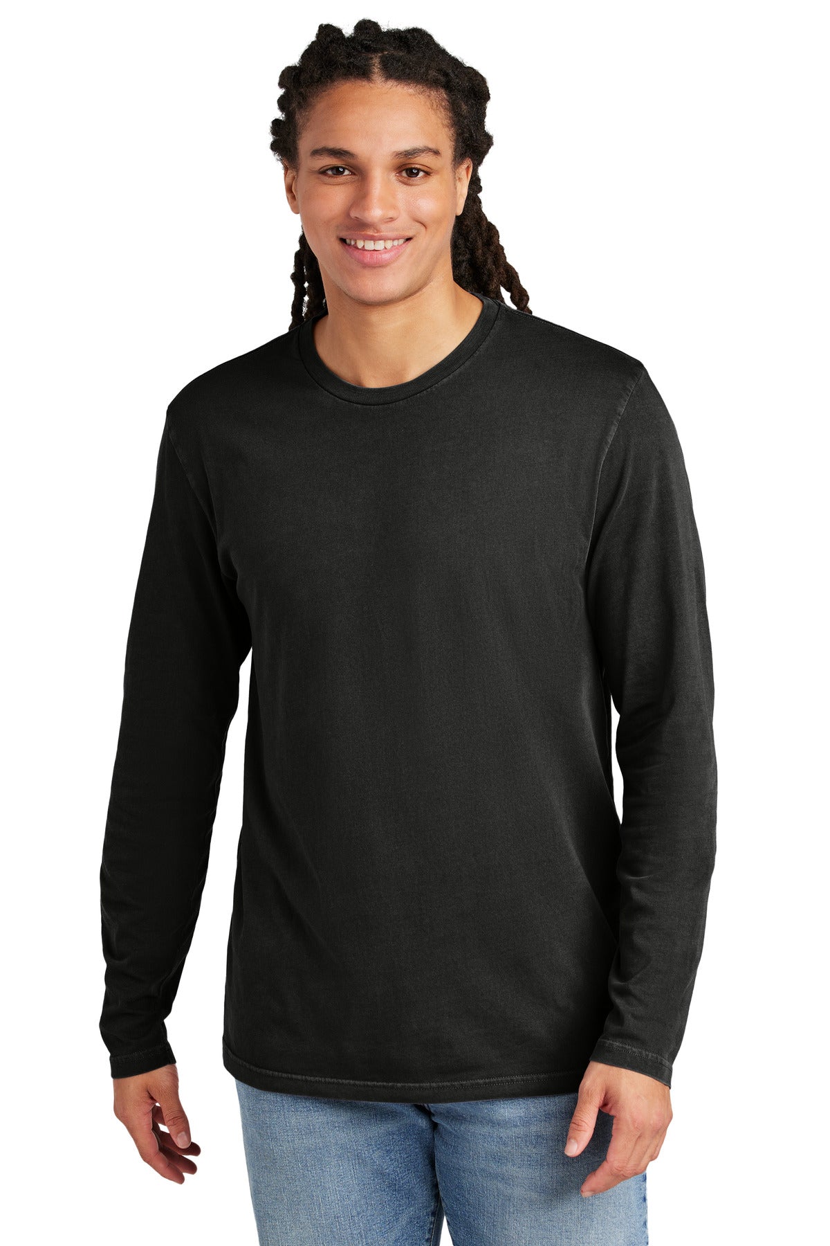 Custom Embroidery or DTF Print - District Wash ™  Long Sleeve Tee DT2103