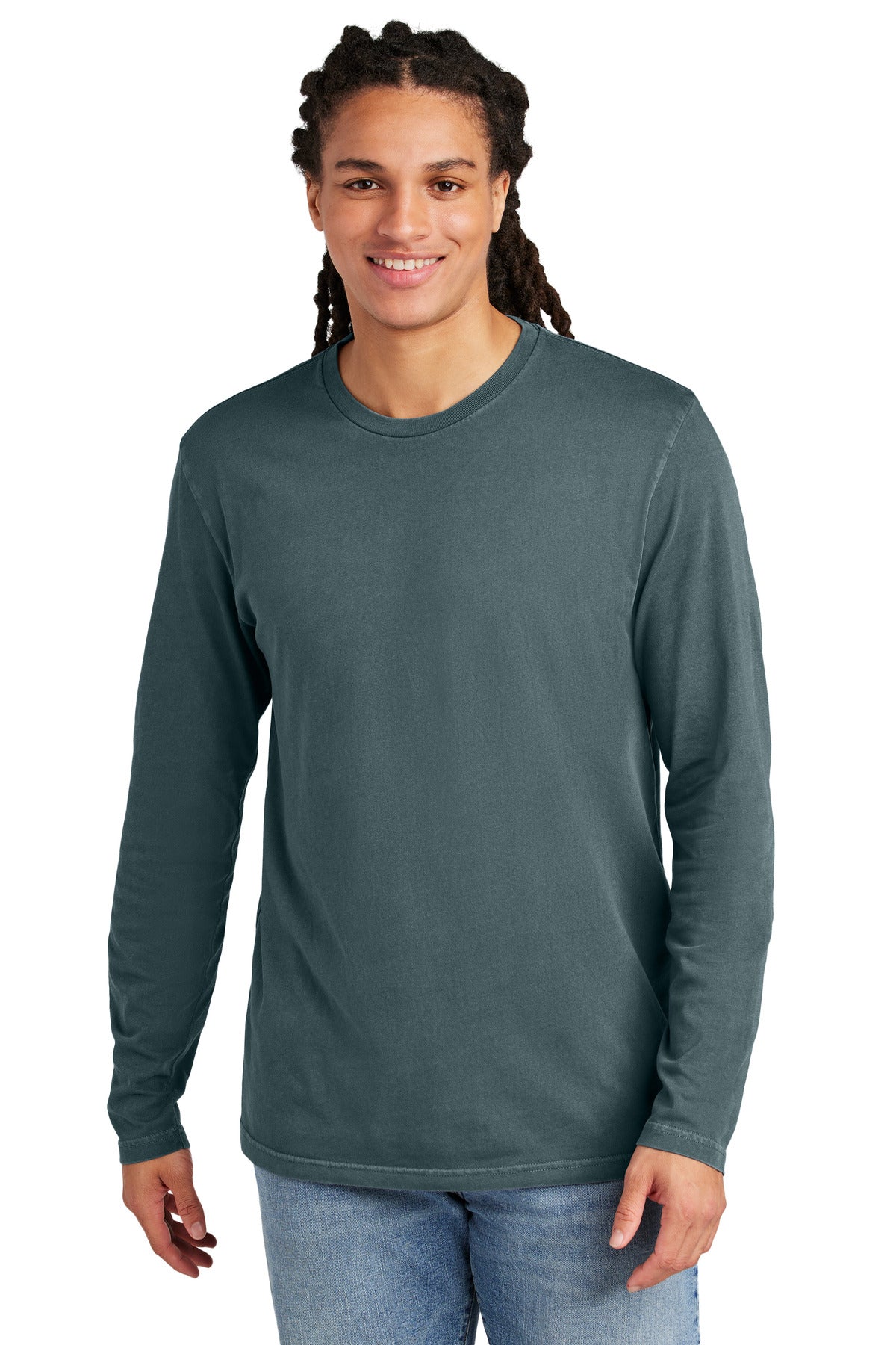 Custom Embroidery or DTF Print - District Wash ™  Long Sleeve Tee DT2103