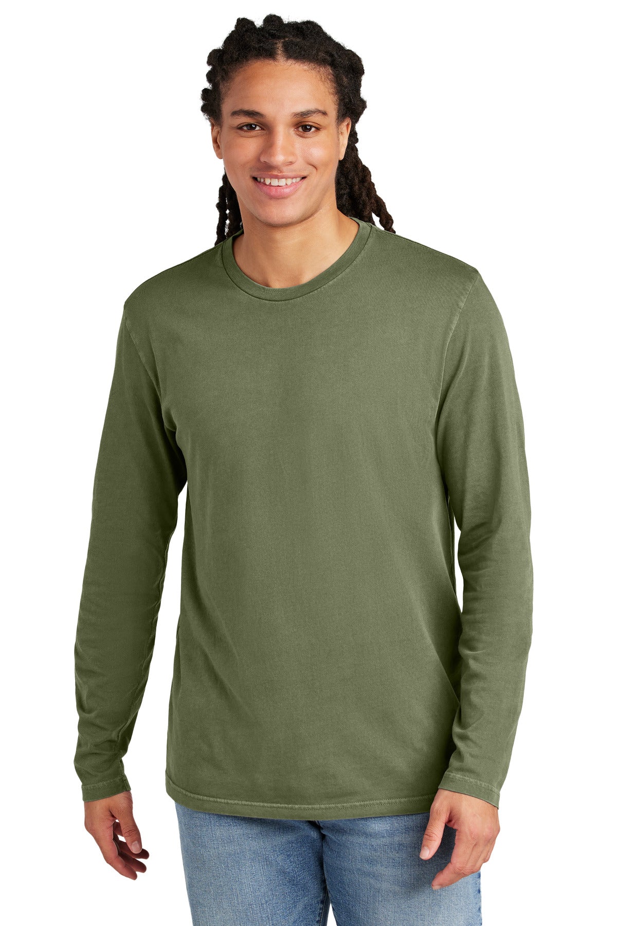 Custom Embroidery or DTF Print - District Wash ™  Long Sleeve Tee DT2103