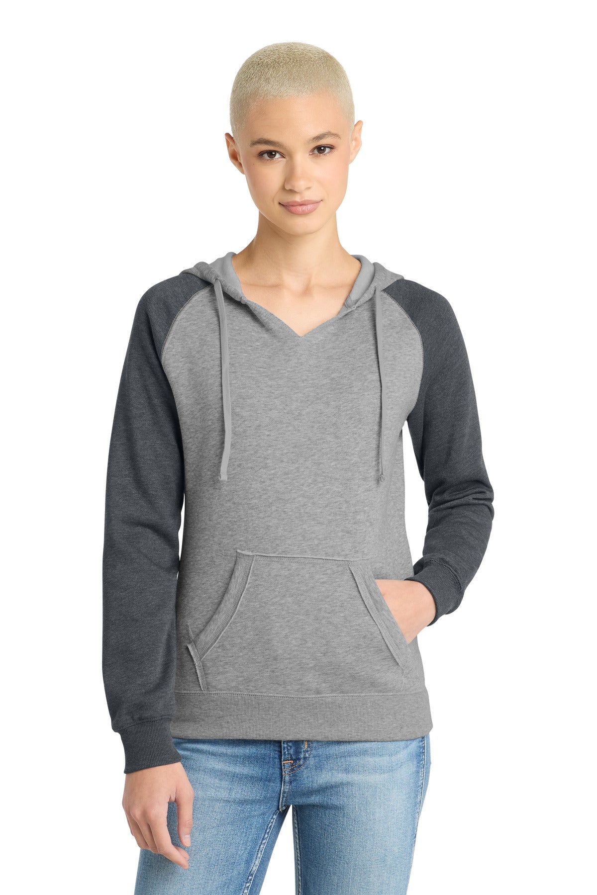 Custom Embroidery or DTF Print - District ®  Women's Lightweight Fleece Raglan Hoodie.  DT296