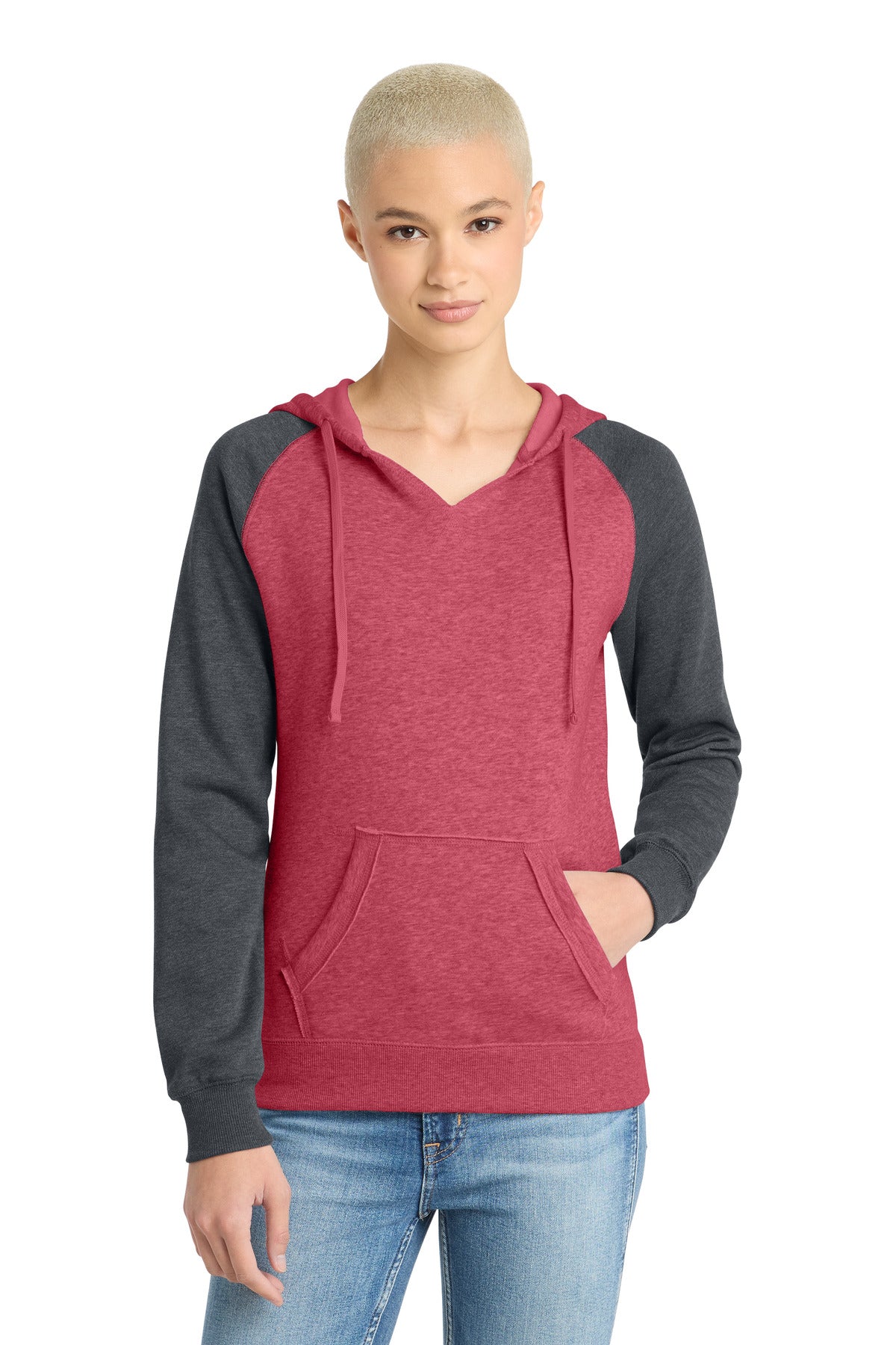 Custom Embroidery or DTF Print - District ®  Women's Lightweight Fleece Raglan Hoodie.  DT296