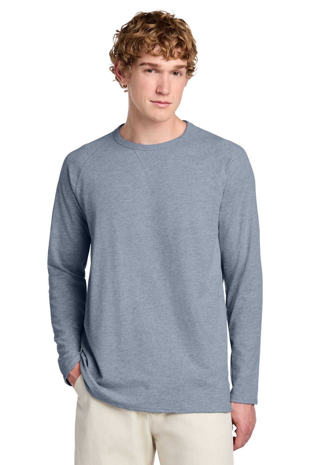 Custom Embroidery or DTF Print - District ®  Featherweight French Terry ™  Long Sleeve Crewneck DT572