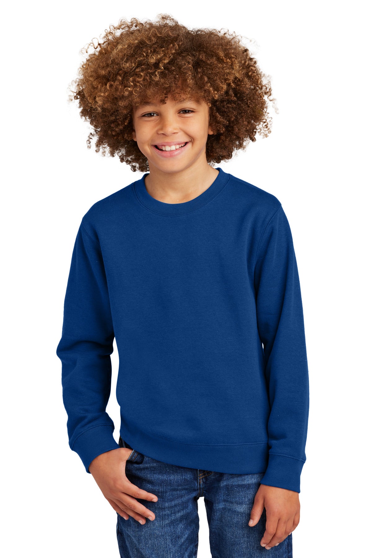 Custom Embroidery or DTF Print - District ®  Youth V.I.T. ™  Fleece Crew DT6104Y