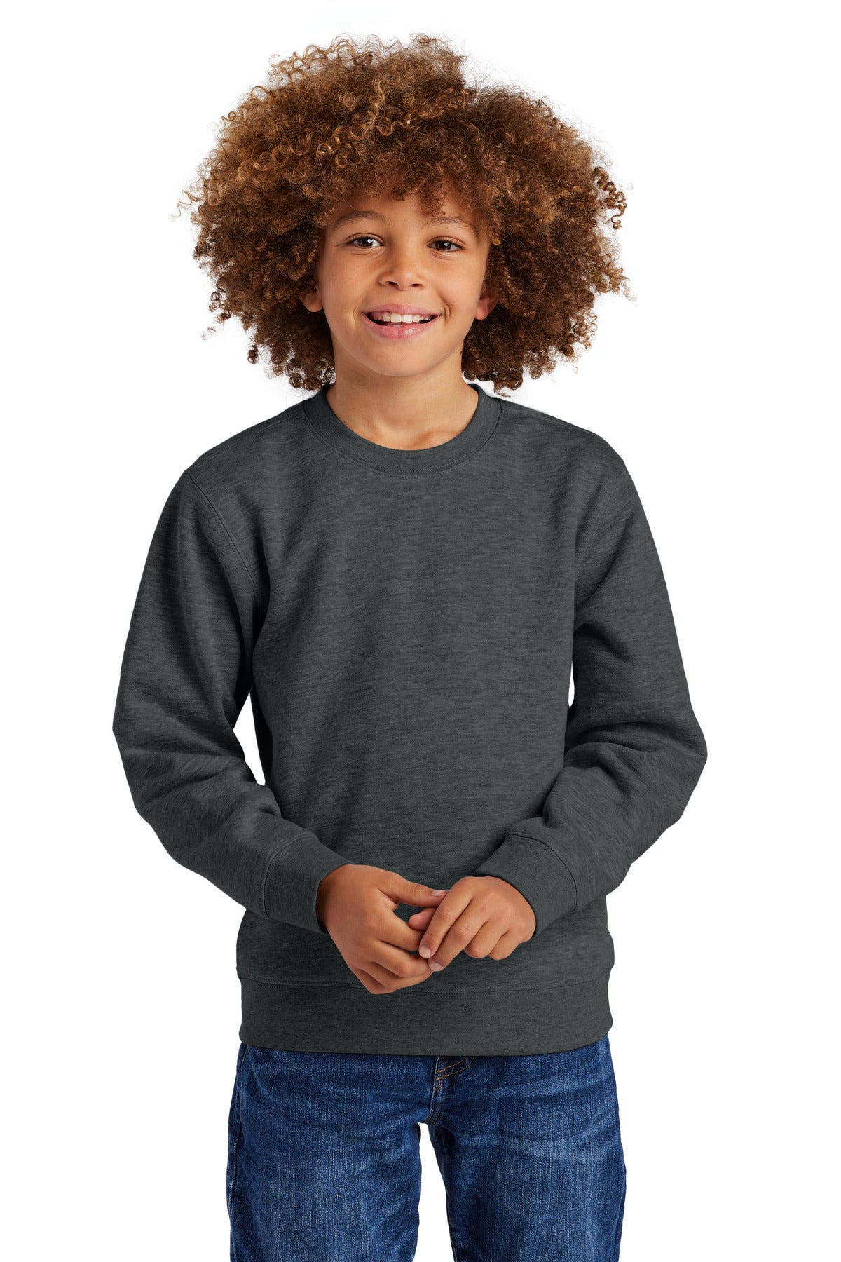 Custom Embroidery or DTF Print - District ®  Youth V.I.T. ™  Fleece Crew DT6104Y