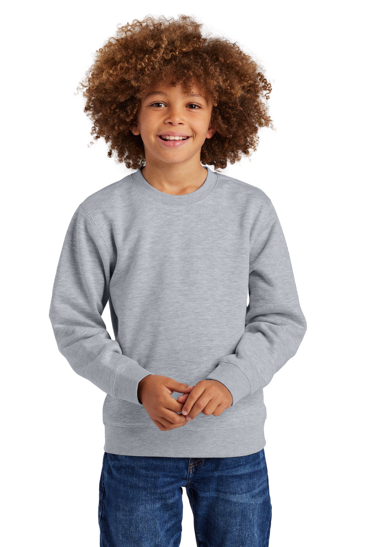 Custom Embroidery or DTF Print - District ®  Youth V.I.T. ™  Fleece Crew DT6104Y
