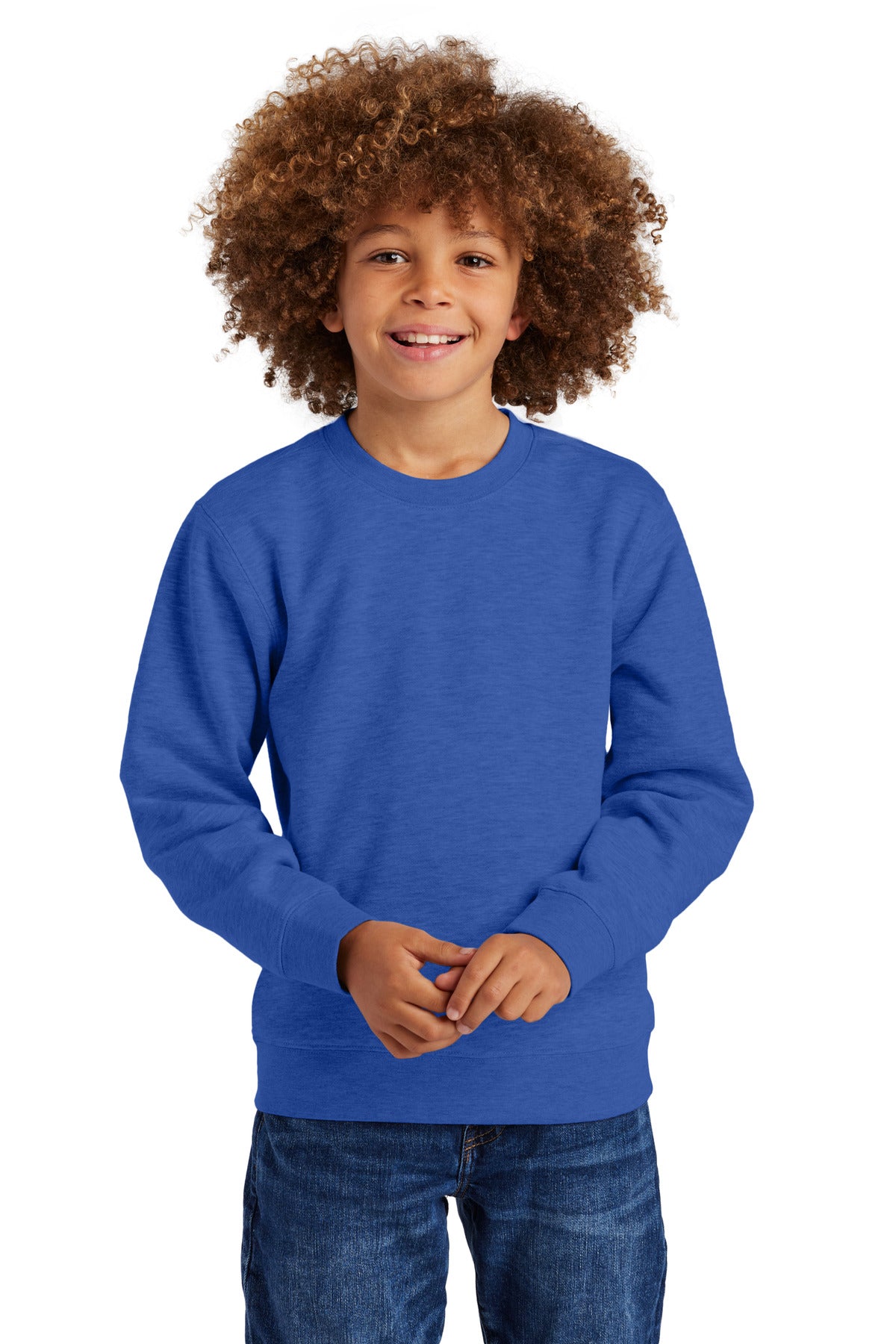 Custom Embroidery or DTF Print - District ®  Youth V.I.T. ™  Fleece Crew DT6104Y