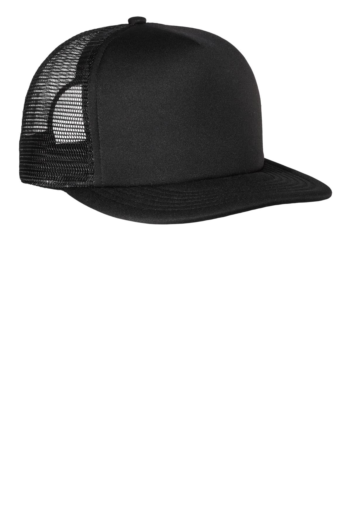 Custom Embroidery or DTF Print - District ®  Flat Bill Snapback Trucker Cap. DT624