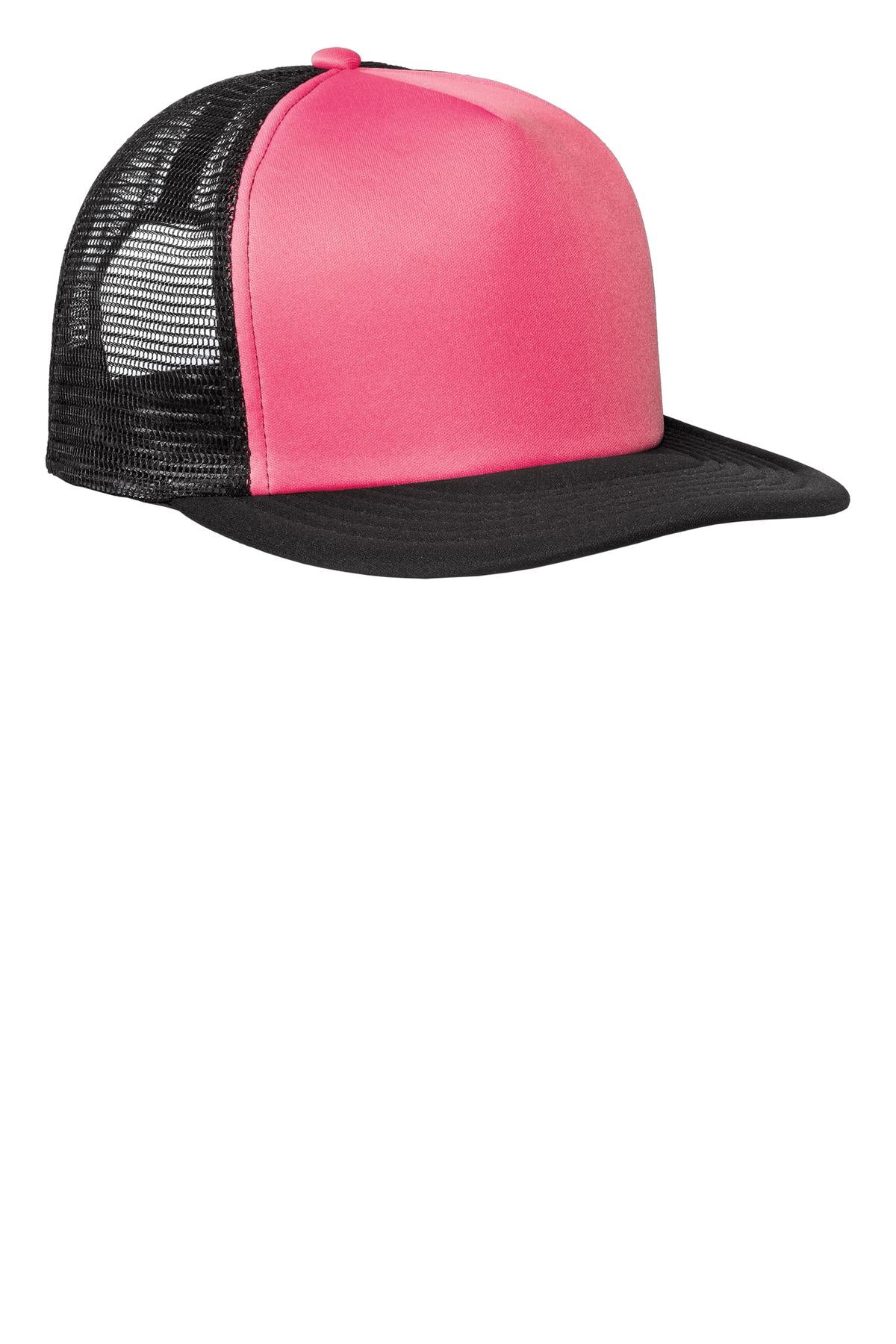 Custom Embroidery or DTF Print - District ®  Flat Bill Snapback Trucker Cap. DT624