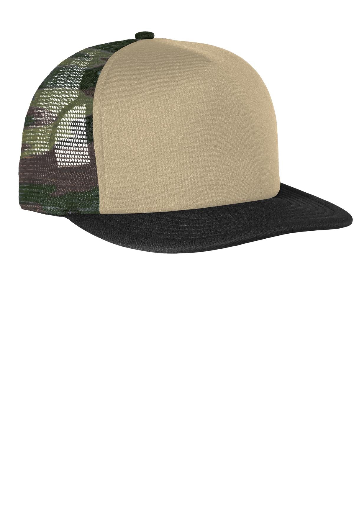 Custom Embroidery or DTF Print - District ®  Flat Bill Snapback Trucker Cap. DT624