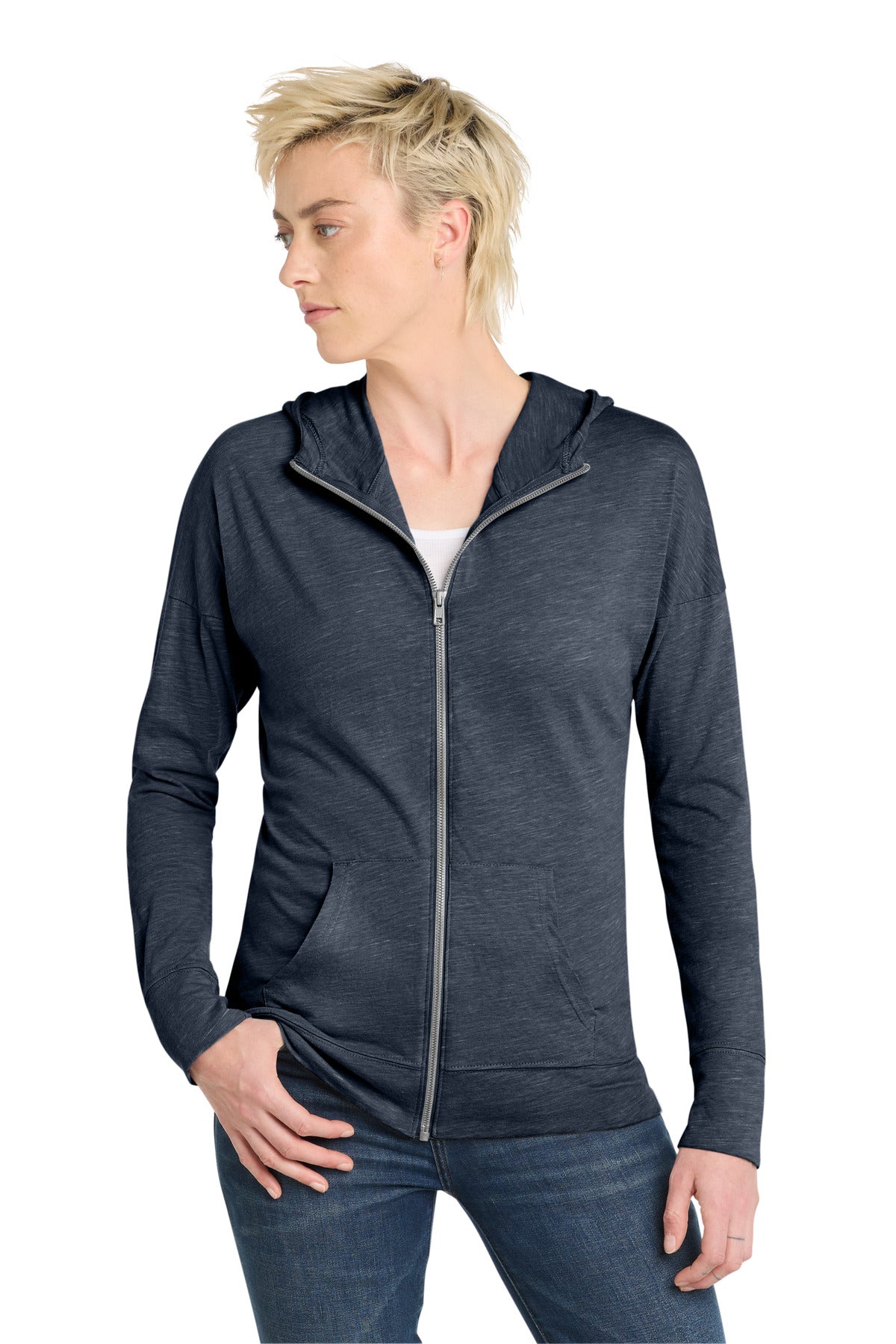Custom Embroidery or DTF Print - District  ®  Women's Medal Full-Zip Hoodie. DT665