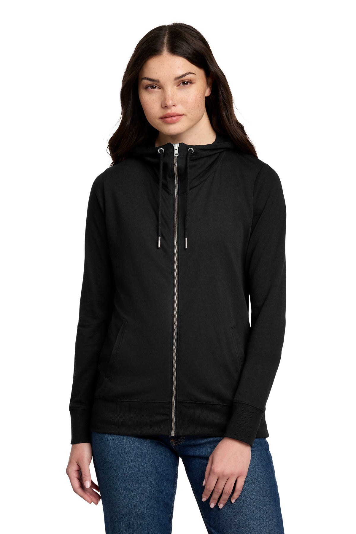 Custom Embroidery or DTF Print - District ®  Women's Featherweight French Terry ™  Full-Zip Hoodie DT673
