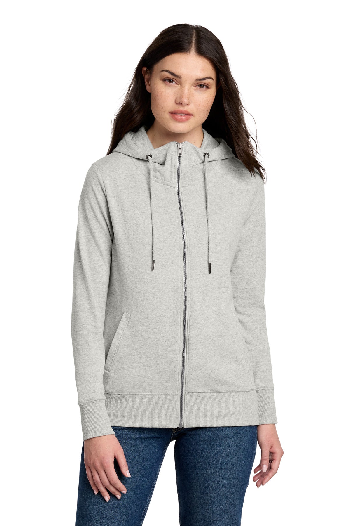 Custom Embroidery or DTF Print - District ®  Women's Featherweight French Terry ™  Full-Zip Hoodie DT673