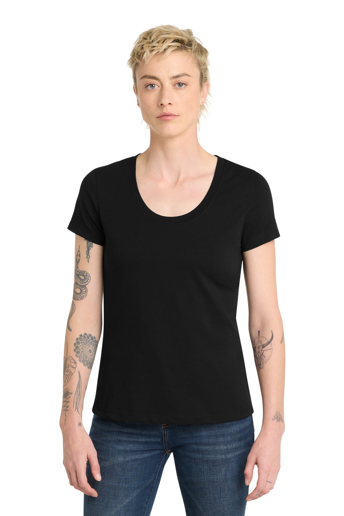 Custom Embroidery or DTF Print - District  ®  Women's Flex Scoop Neck Tee DT7501