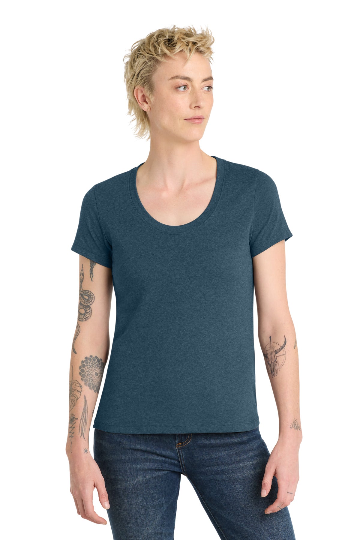 Custom Embroidery or DTF Print - District  ®  Women's Flex Scoop Neck Tee DT7501