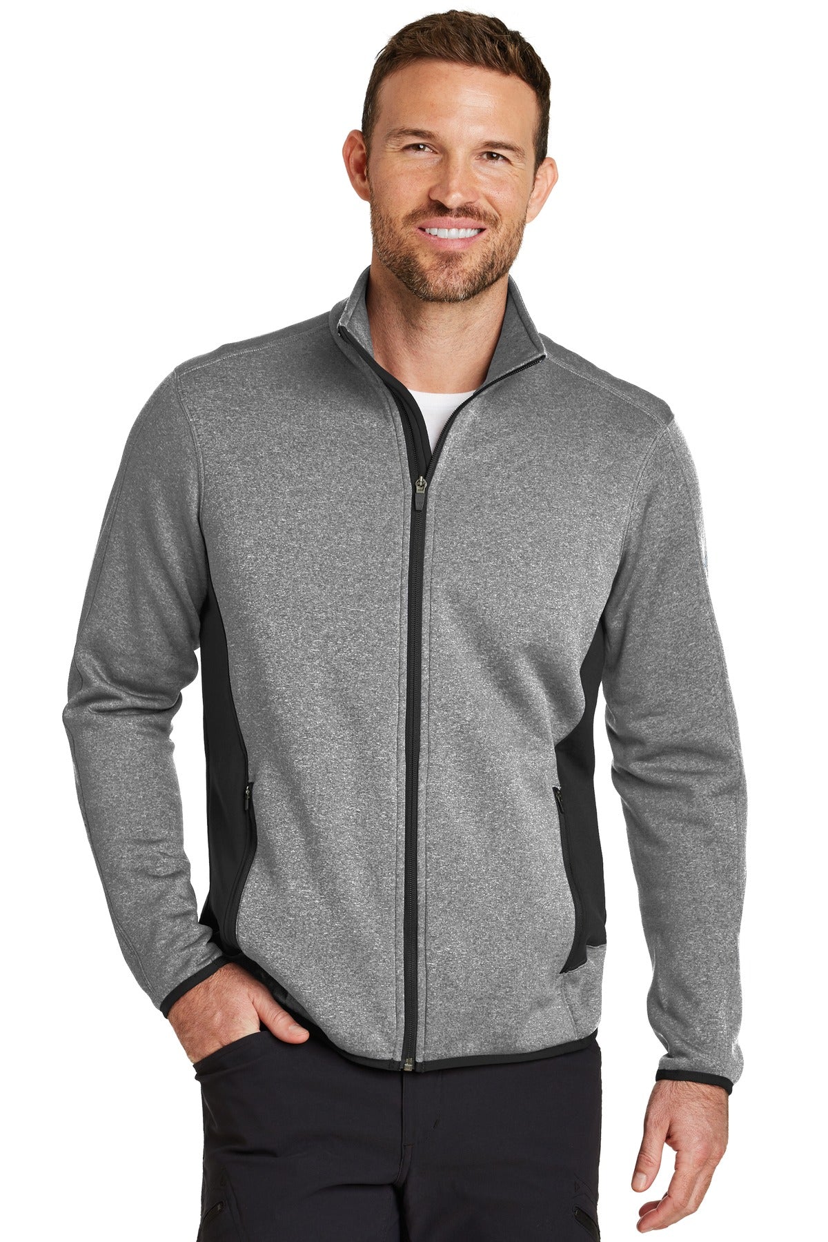 Custom Embroidery or DTF Print - Eddie Bauer® Full-Zip Heather Stretch Fleece Jacket. EB238