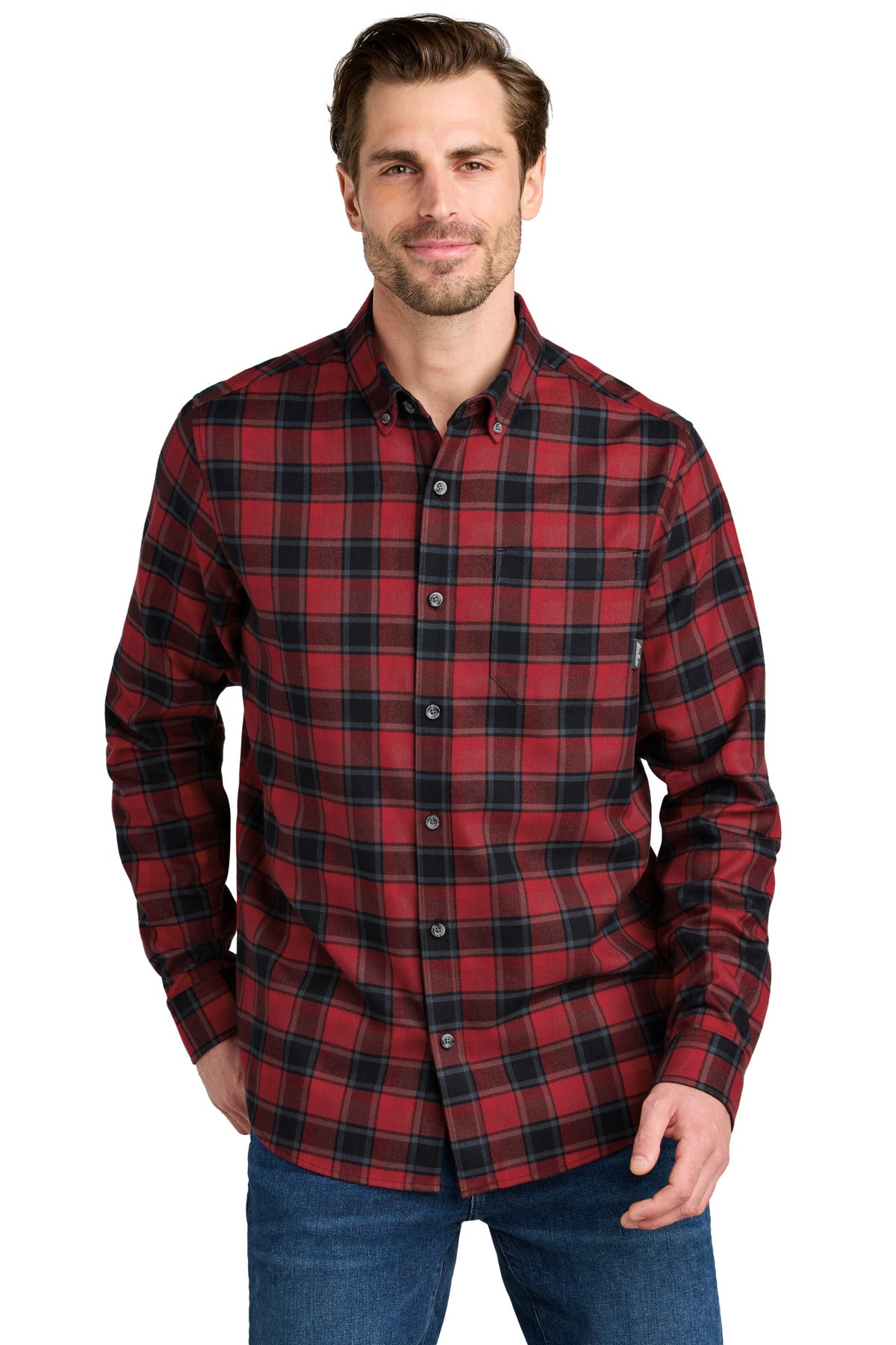 Custom Embroidery or DTF Print - Eddie Bauer® Long Sleeve Favorite Flannel Plaid Shirt EB610