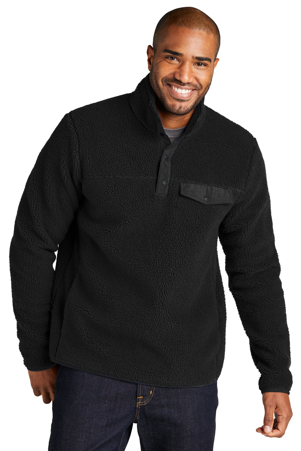 Custom Embroidery or DTF Print - Port Authority ®  Camp Fleece Snap Pullover F140