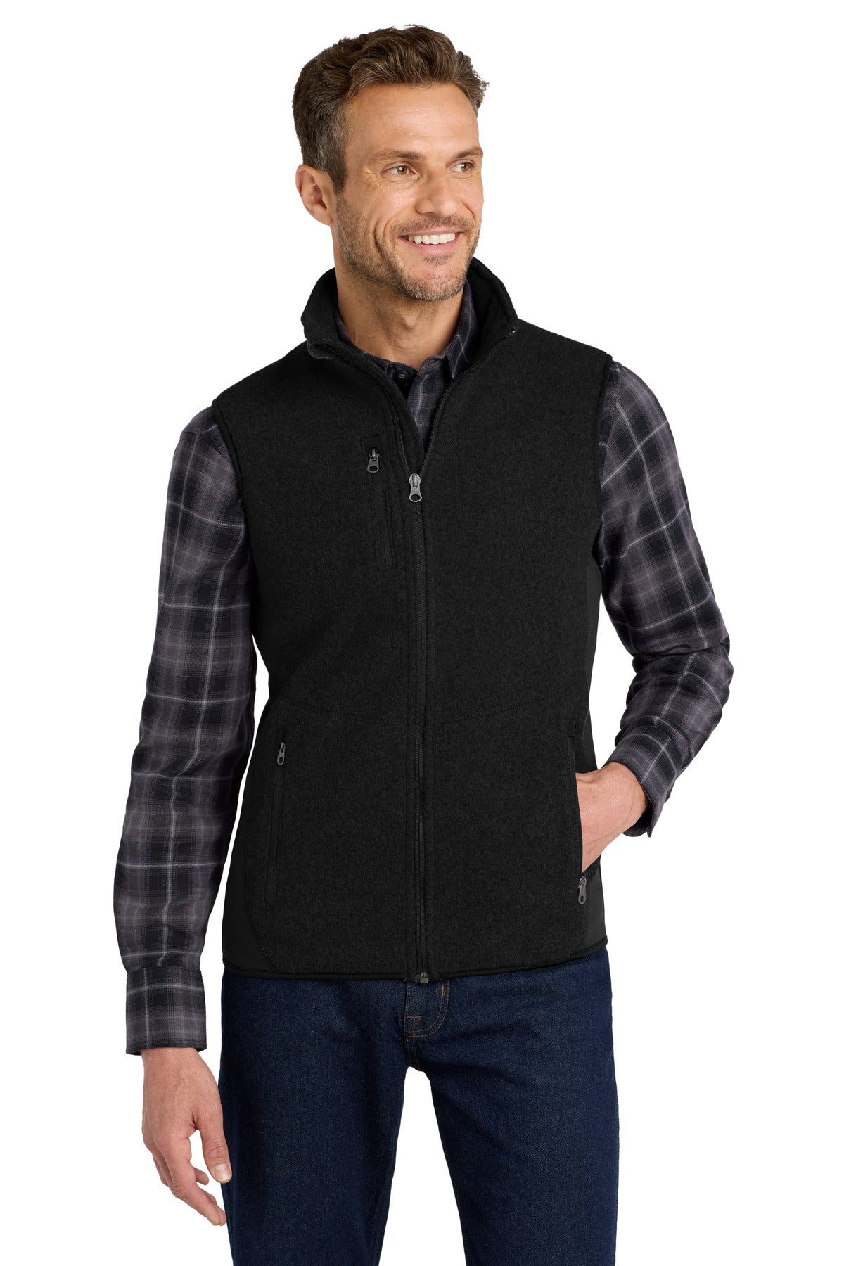 Custom Embroidery or DTF Print - Port Authority ®  R-Tek ®  Pro Fleece Full-Zip Vest. F228