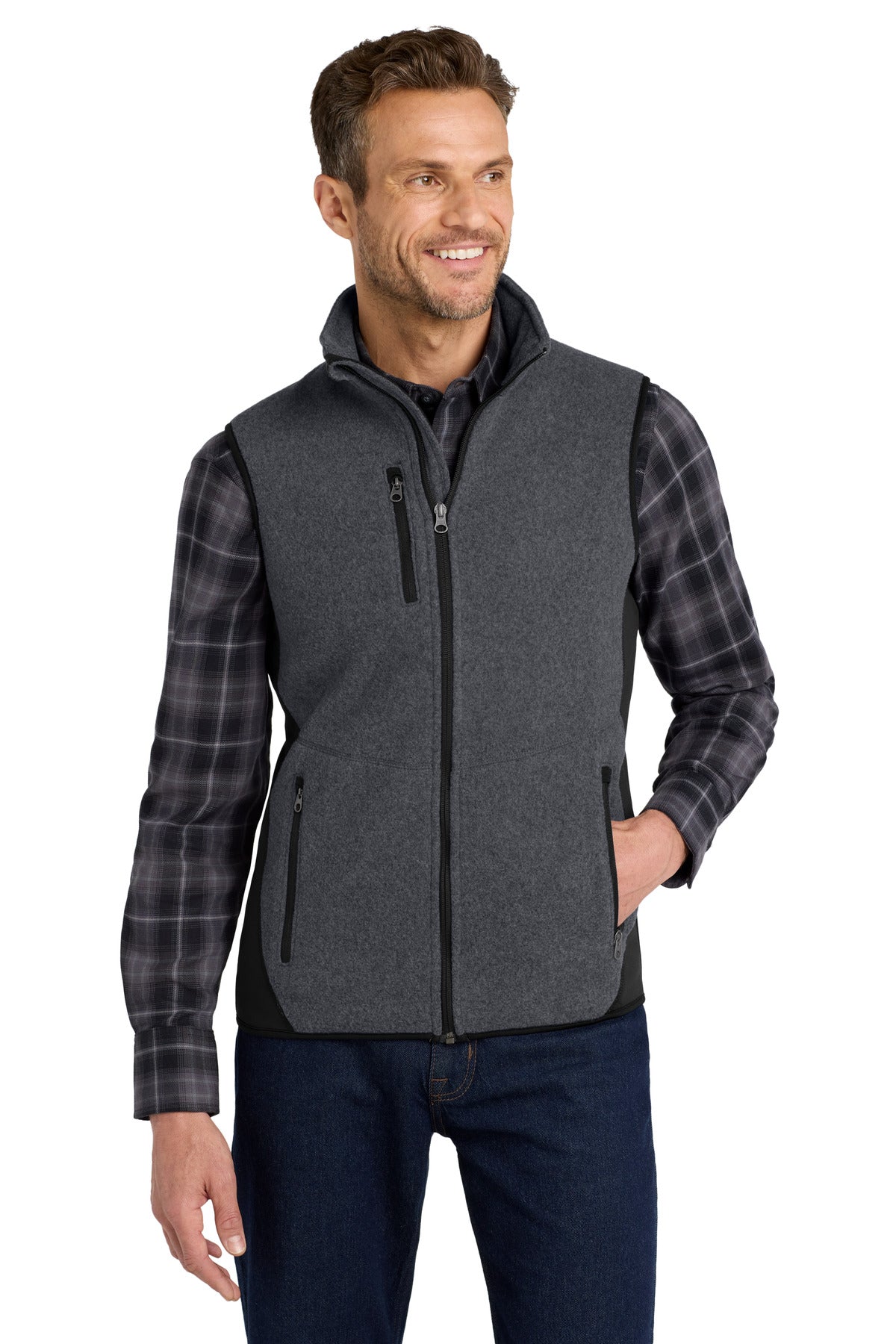 Custom Embroidery or DTF Print - Port Authority ®  R-Tek ®  Pro Fleece Full-Zip Vest. F228