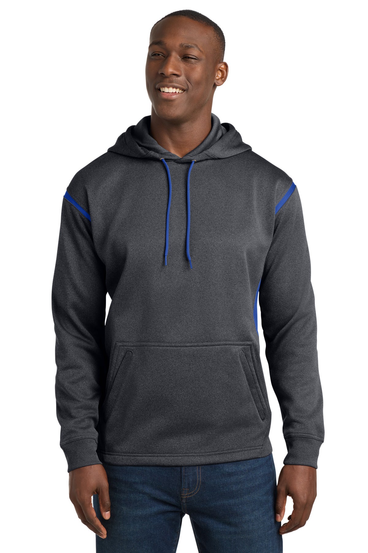 Custom Embroidery or DTF Print - Sport-Tek ®  Tech Fleece Colorblock Hooded Sweatshirt. F246